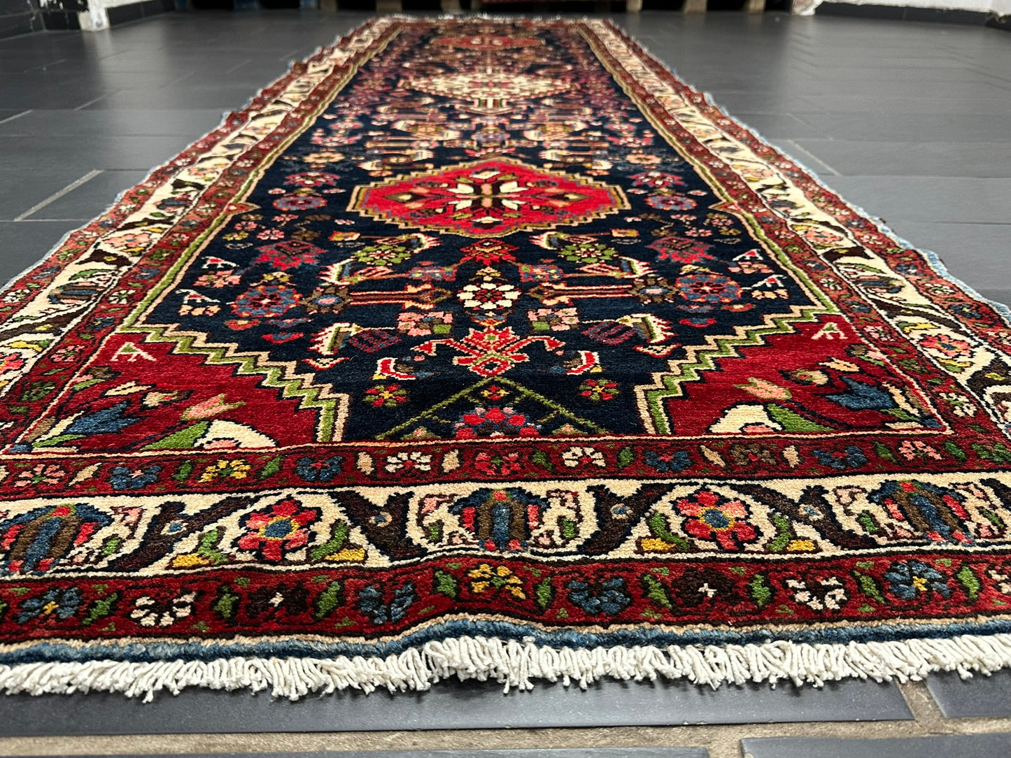 Handgeknüpfter Perser Teppich – Malayer Läufer Naturfarben 428X113CM