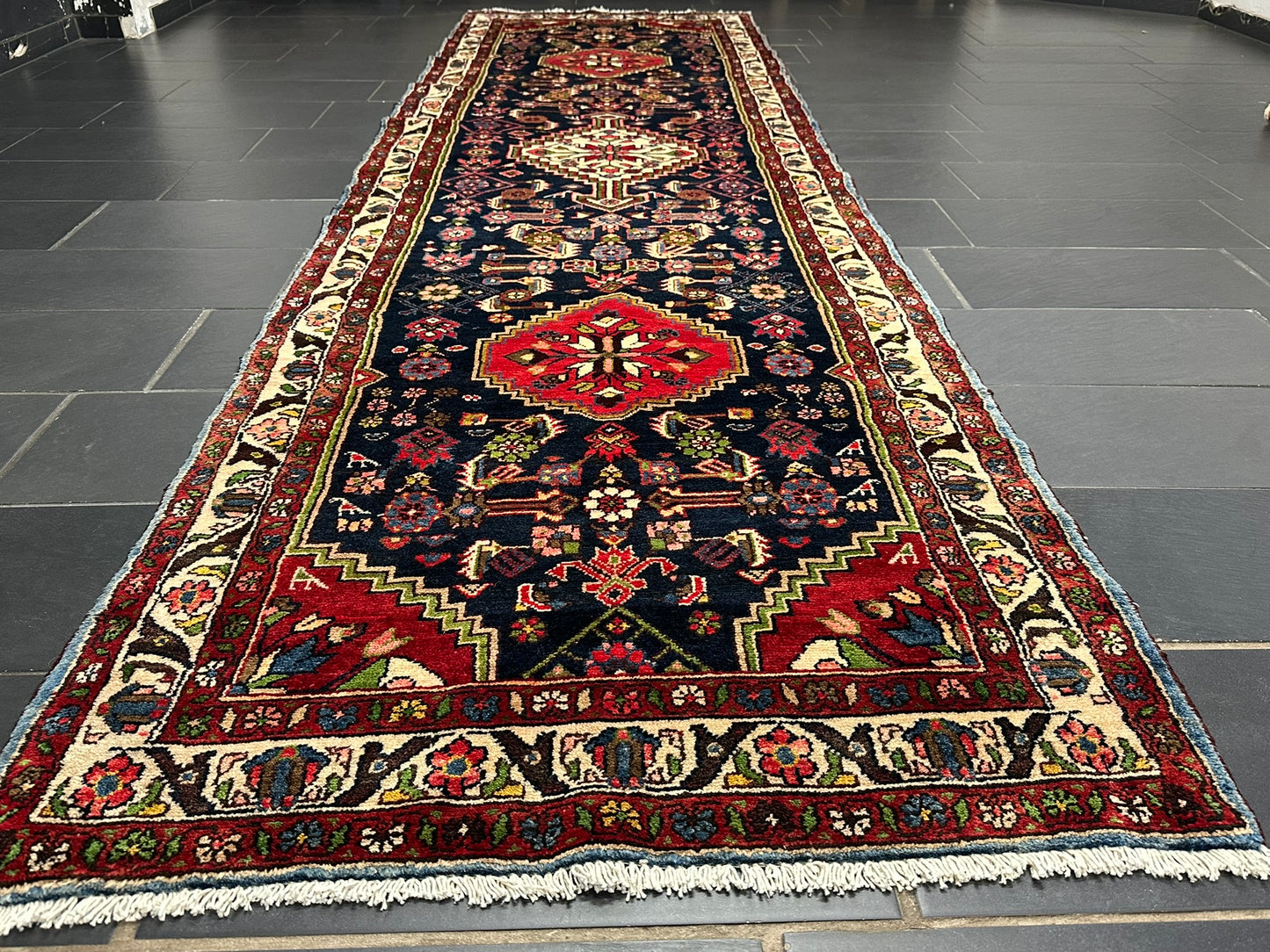 Handgeknüpfter Perser Teppich – Malayer Läufer Naturfarben 428X113CM