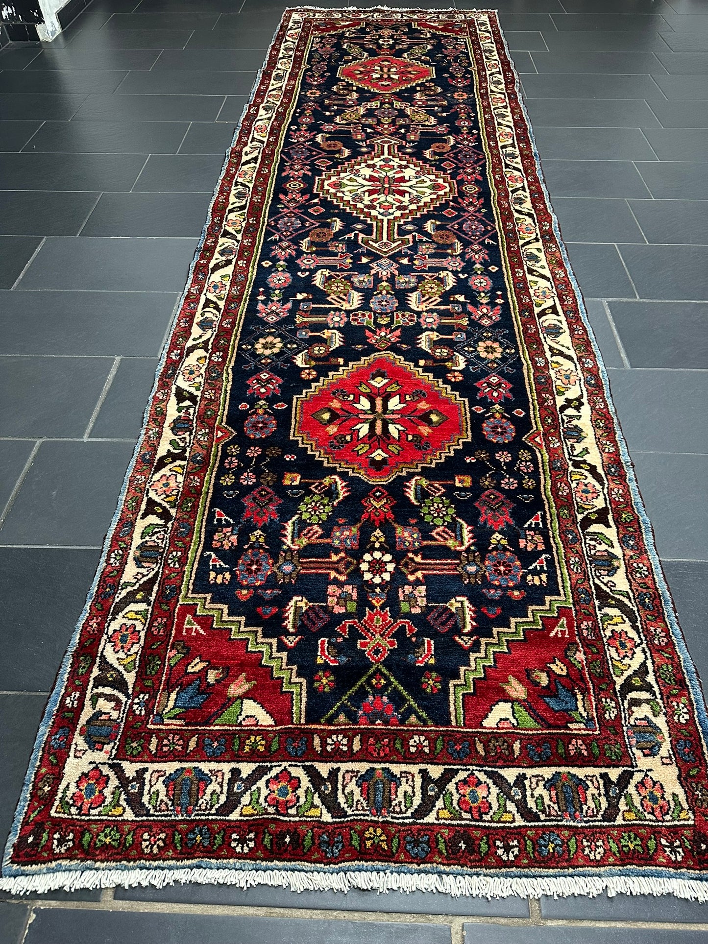 Handgeknüpfter Perser Teppich – Malayer Läufer Naturfarben 428X113CM