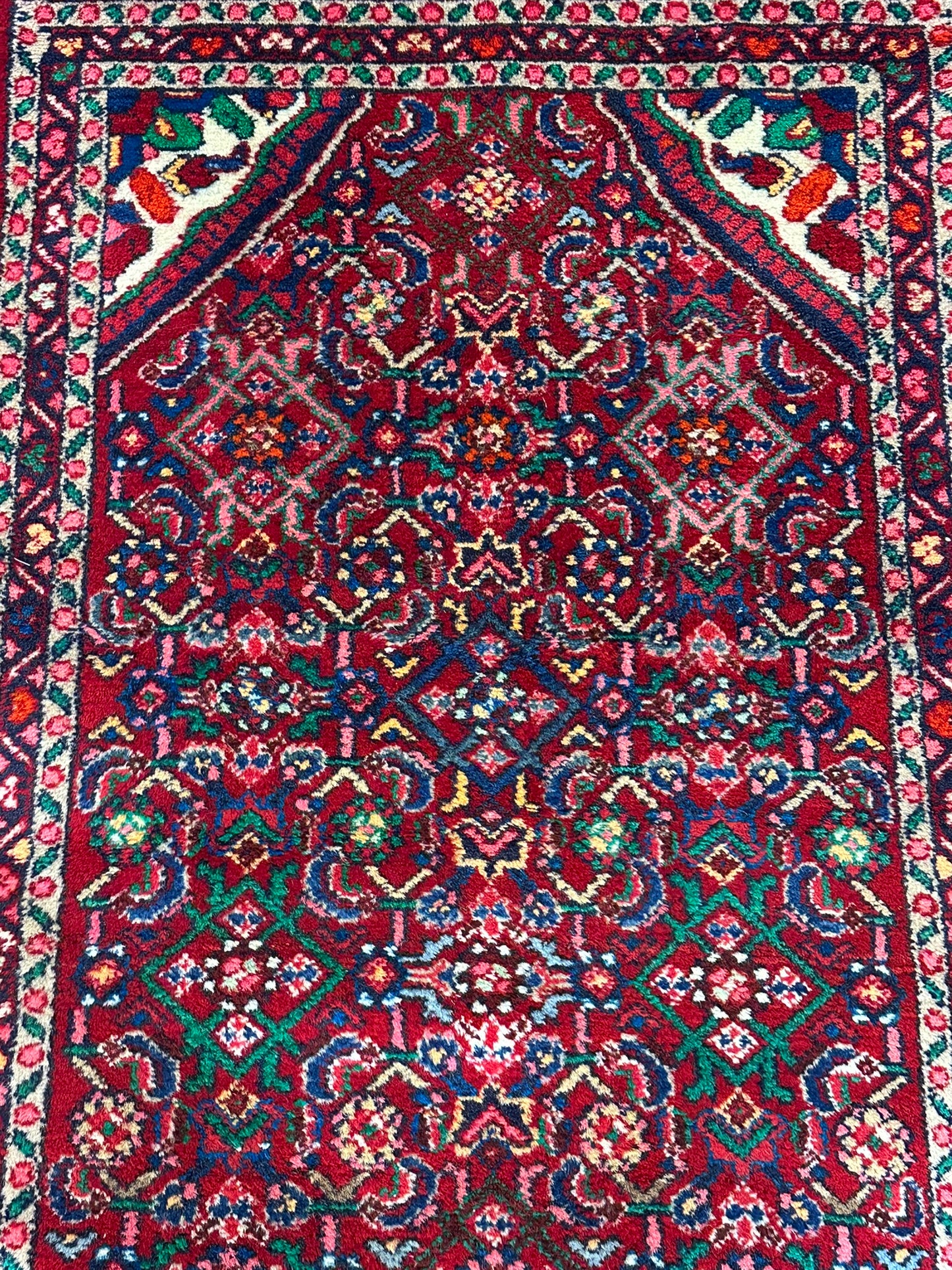 Orientteppich handgeknüpft Hamadan Läufer Wolle 325x85 cm