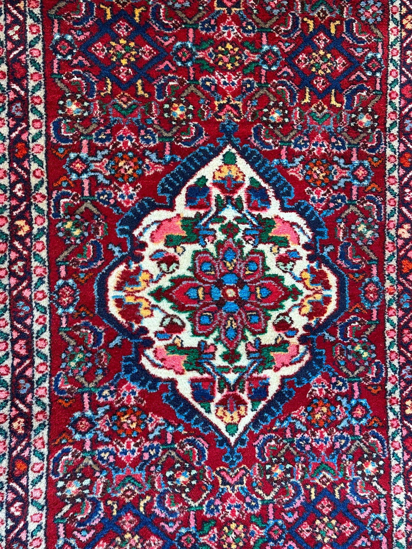 Orientteppich handgeknüpft Hamadan Läufer Wolle 325x85 cm