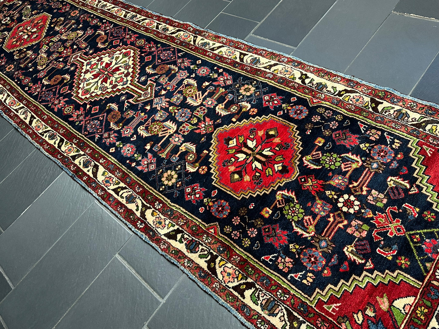 Handgeknüpfter Perser Teppich – Malayer Läufer Naturfarben 428X113CM
