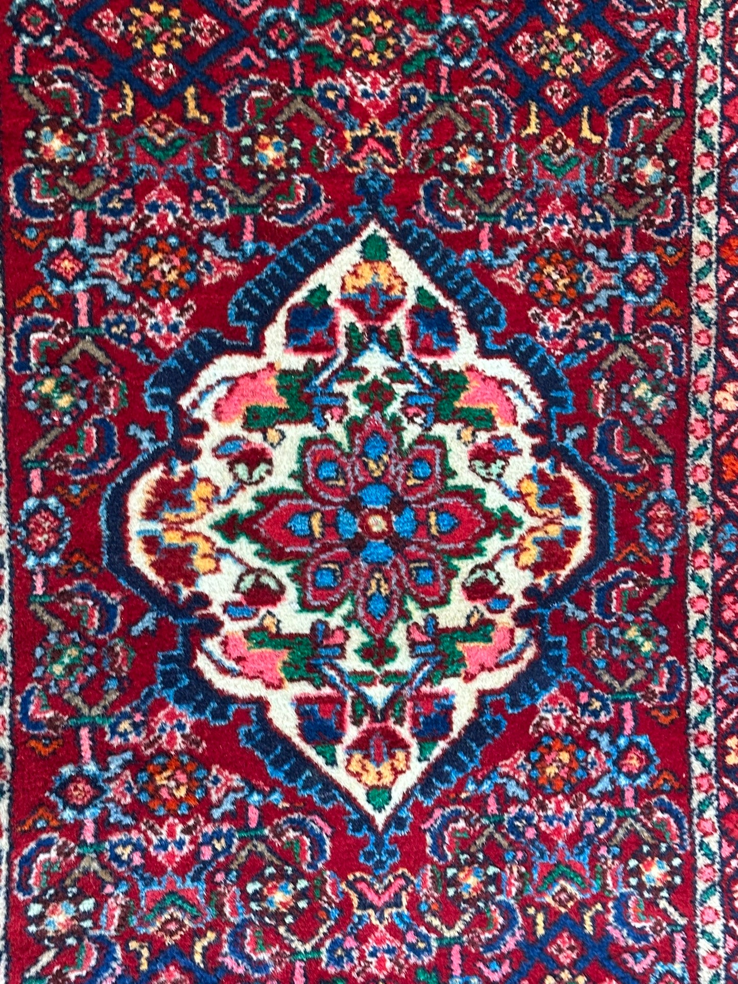 Orientteppich handgeknüpft Hamadan Läufer Wolle 325x85 cm