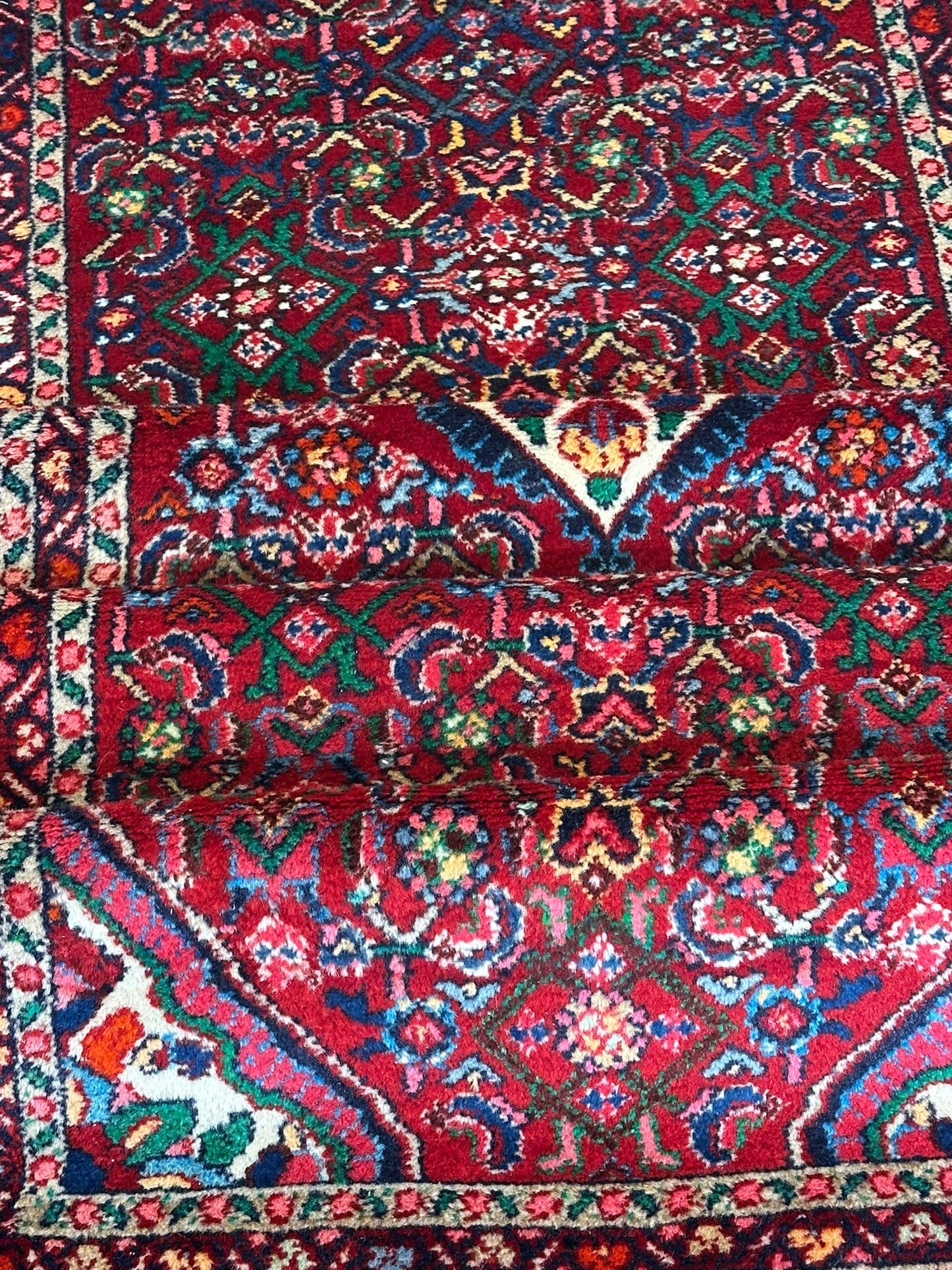 Orientteppich handgeknüpft Hamadan Läufer Wolle 325x85 cm