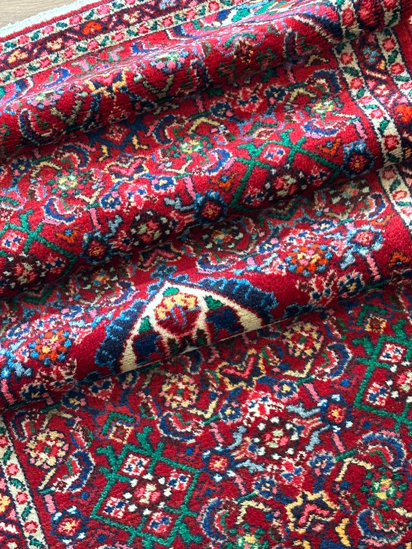 Orientteppich handgeknüpft Hamadan Läufer Wolle 325x85 cm