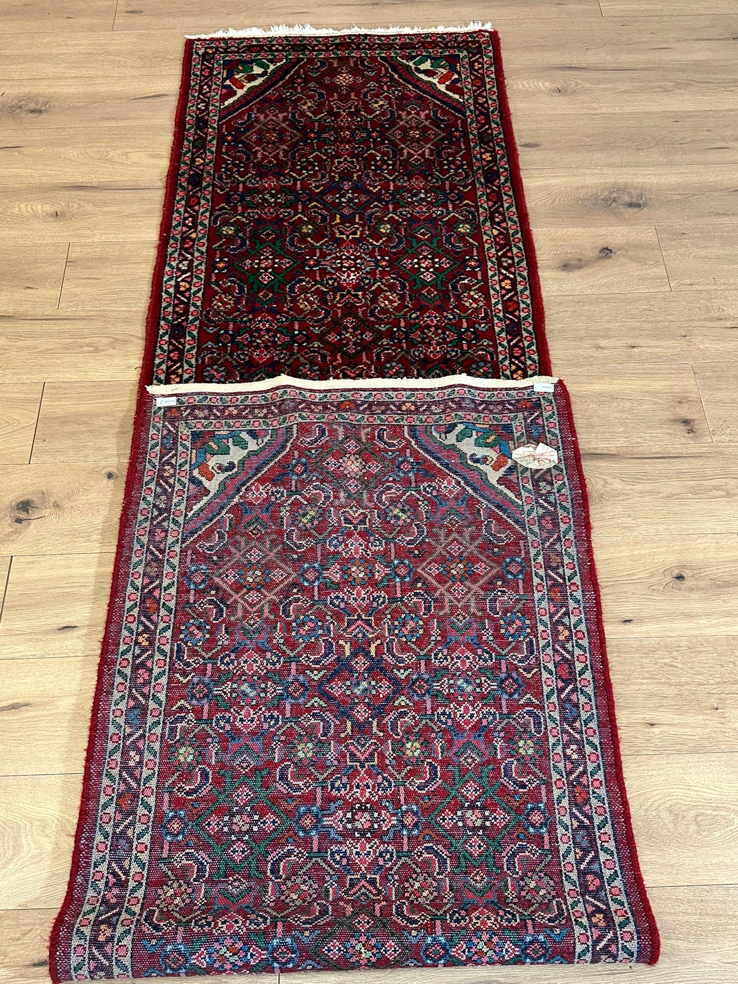 Orientteppich handgeknüpft Hamadan Läufer Wolle 325x85 cm