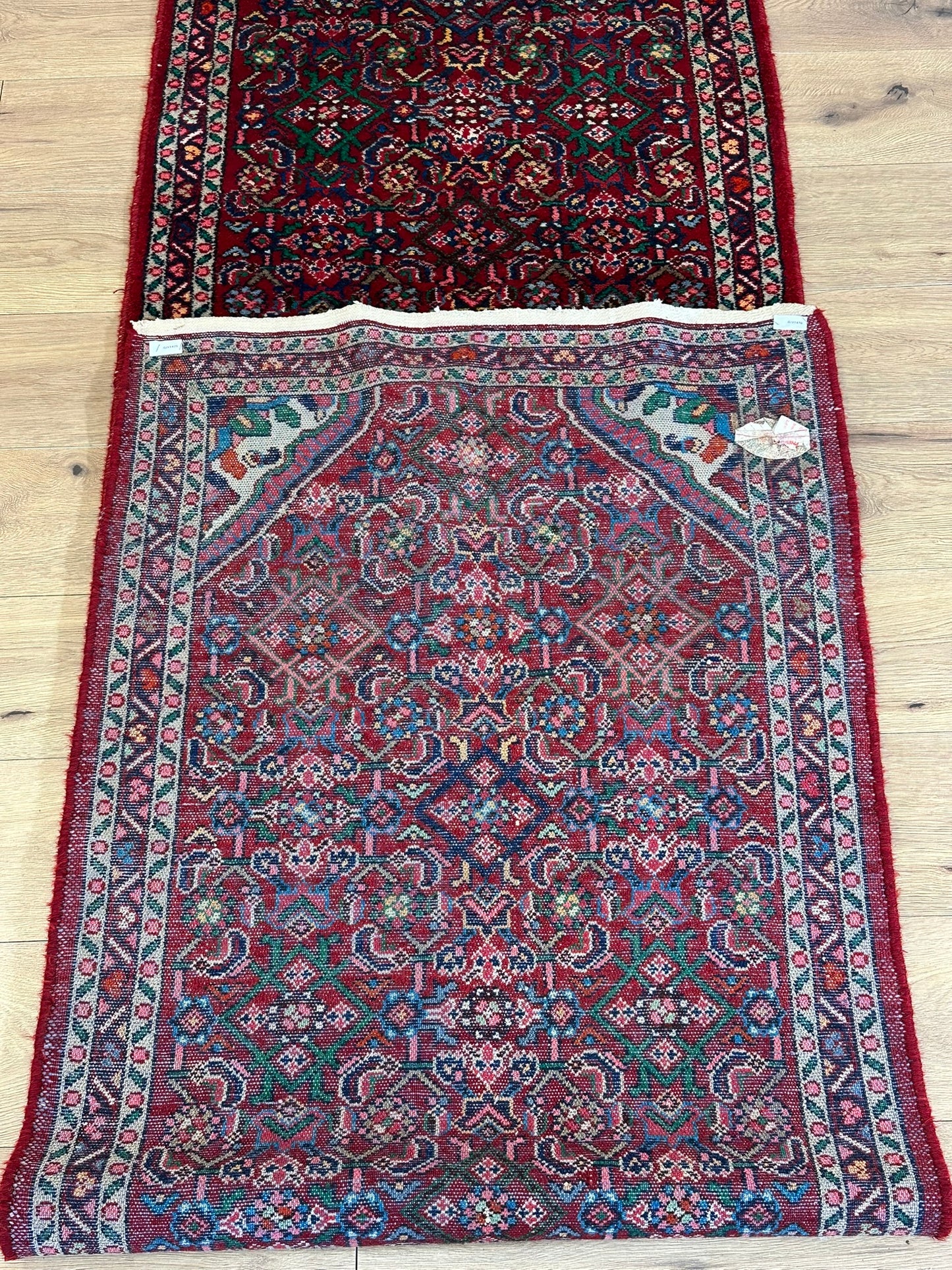 Orientteppich handgeknüpft Hamadan Läufer Wolle 325x85 cm