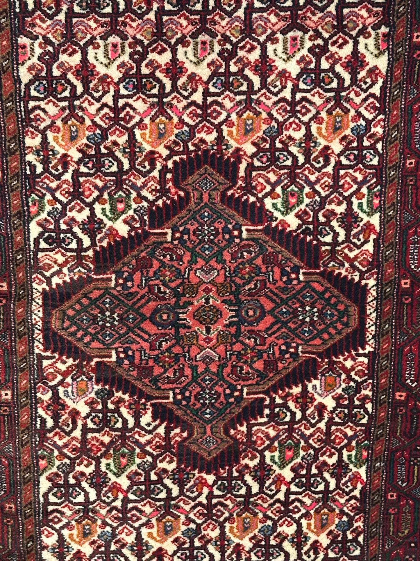Orientteppich handgeknüpft Hamadan Läufer Wolle 215x80 cm