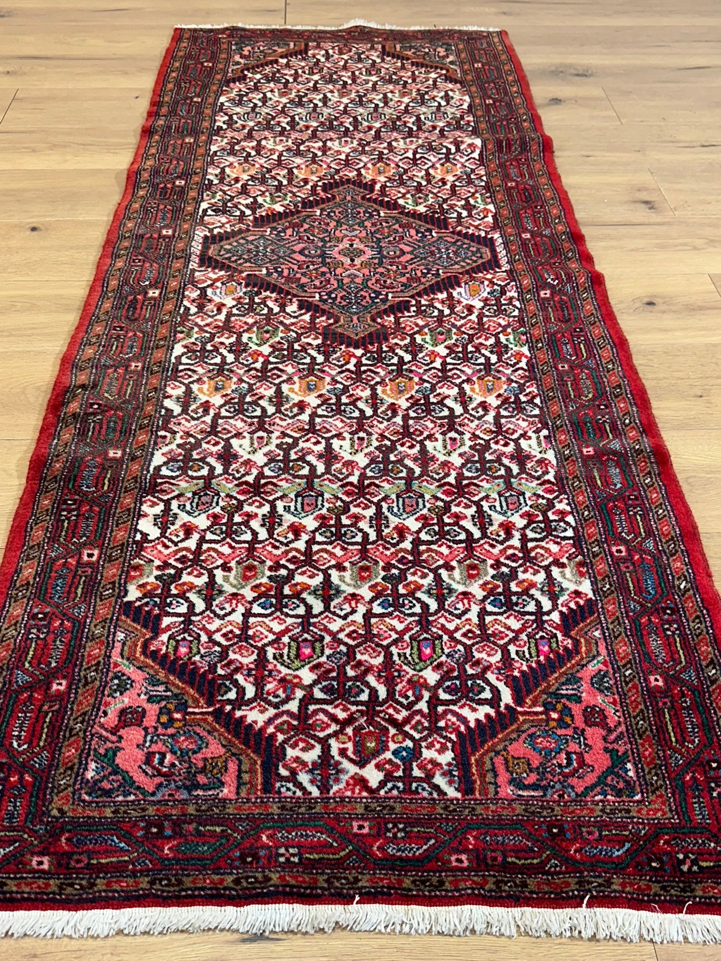 Orientteppich handgeknüpft Hamadan Läufer Wolle 215x80 cm