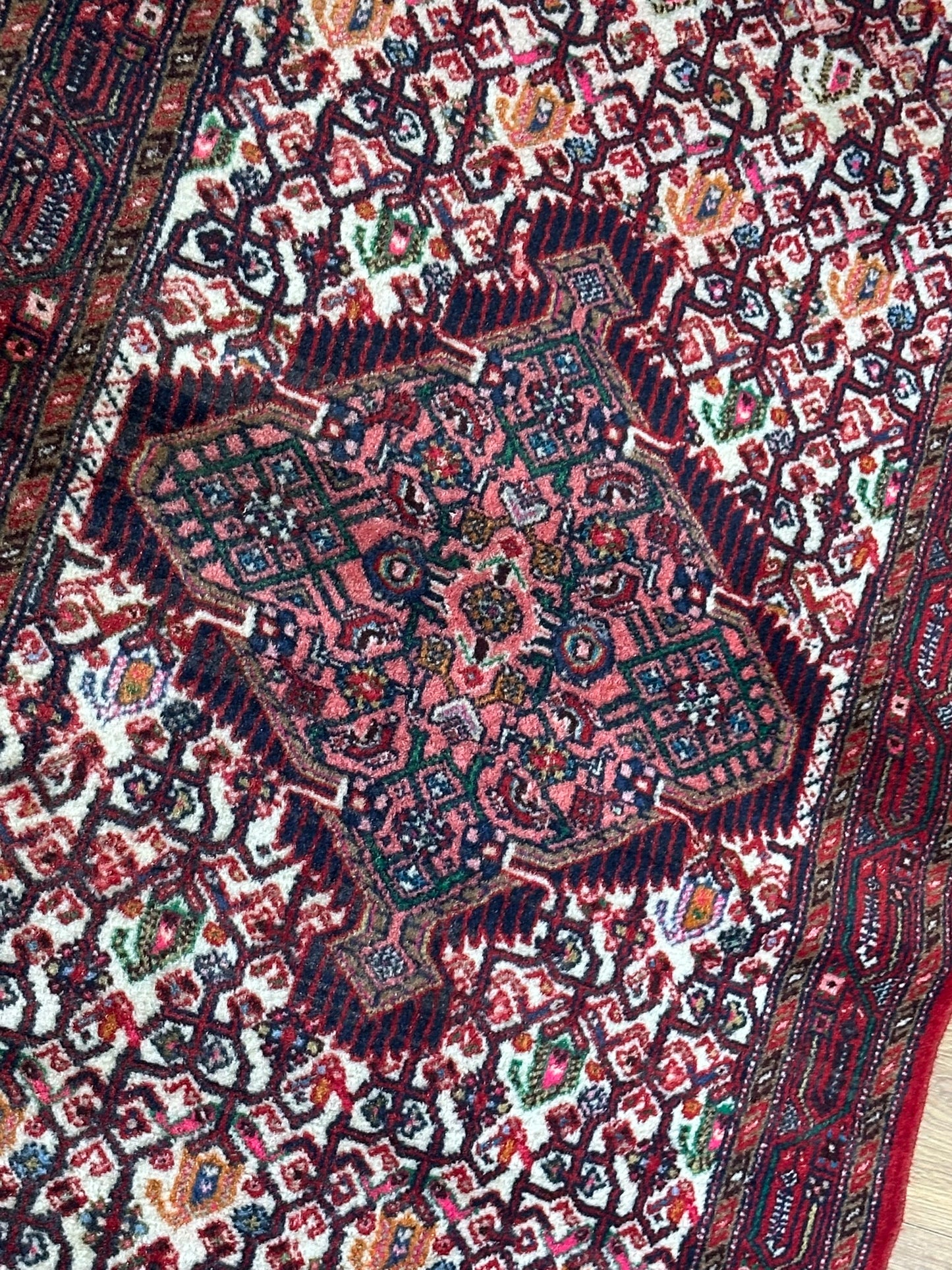Orientteppich handgeknüpft Hamadan Läufer Wolle 215x80 cm