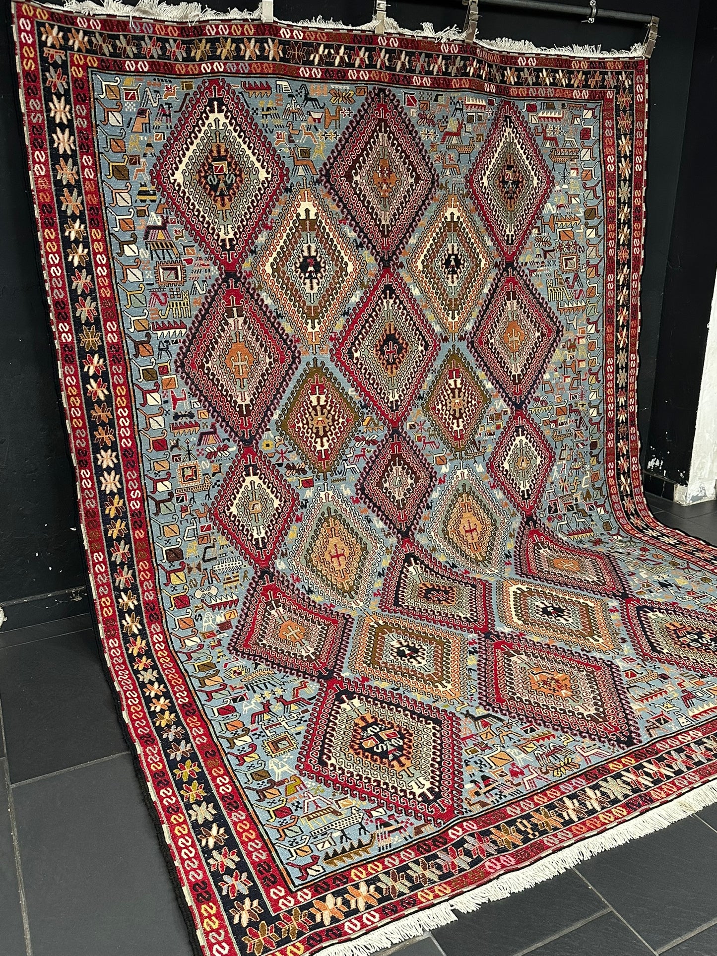 Handgeknüpfter Perser Teppich – Sumack Kelim Art Deco 1930 276X208CM