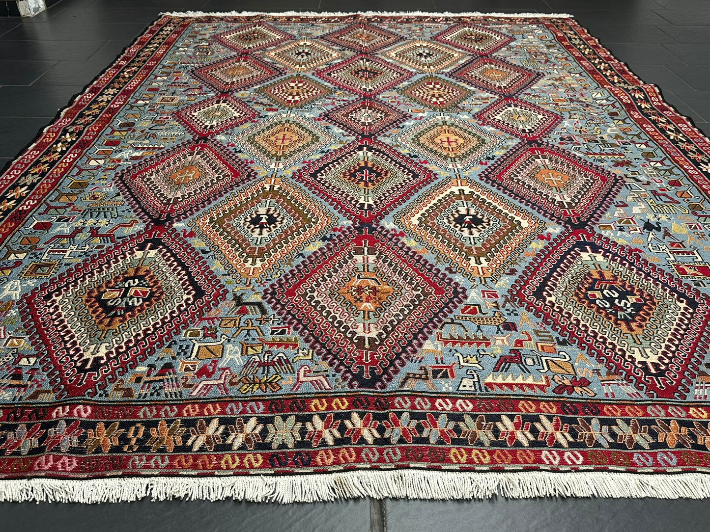 Handgeknüpfter Perser Teppich – Sumack Kelim Art Deco 1930 276X208CM