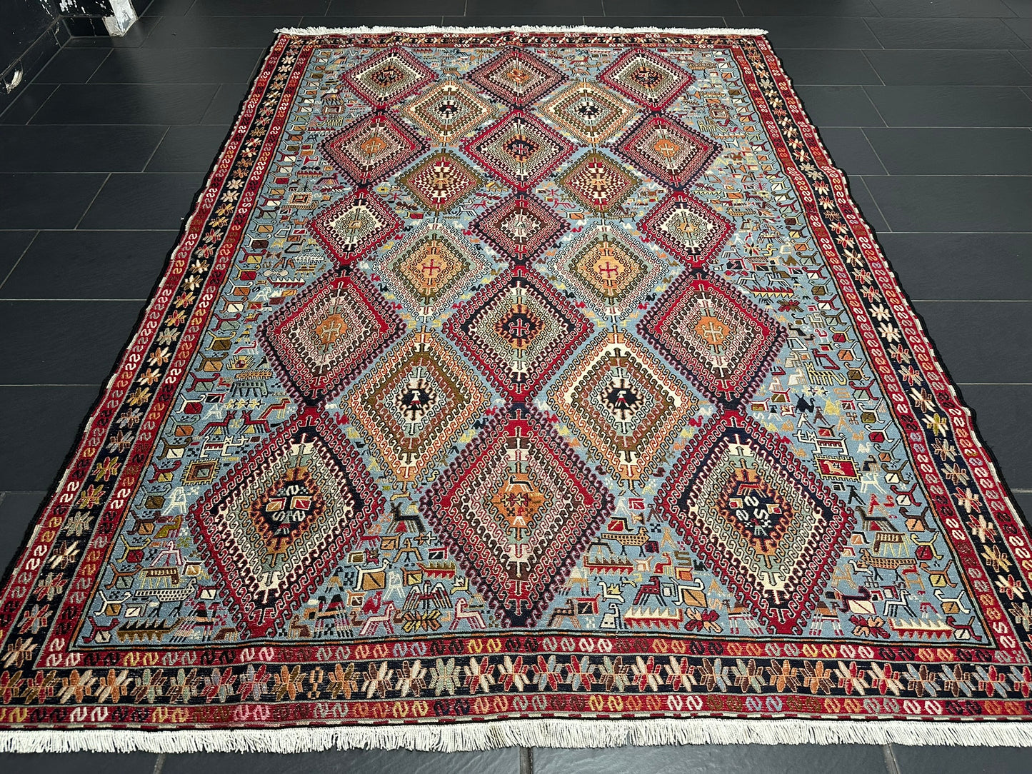 Handgeknüpfter Perser Teppich – Sumack Kelim Art Deco 1930 276X208CM