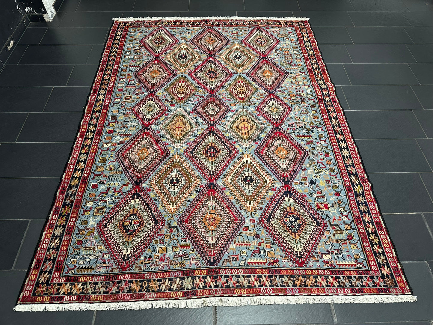 Handgeknüpfter Perser Teppich – Sumack Kelim Art Deco 1930 276X208CM