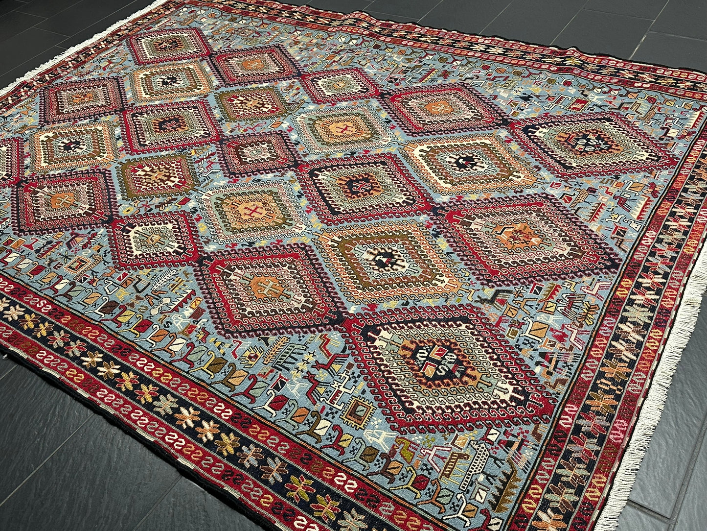 Handgeknüpfter Perser Teppich – Sumack Kelim Art Deco 1930 276X208CM