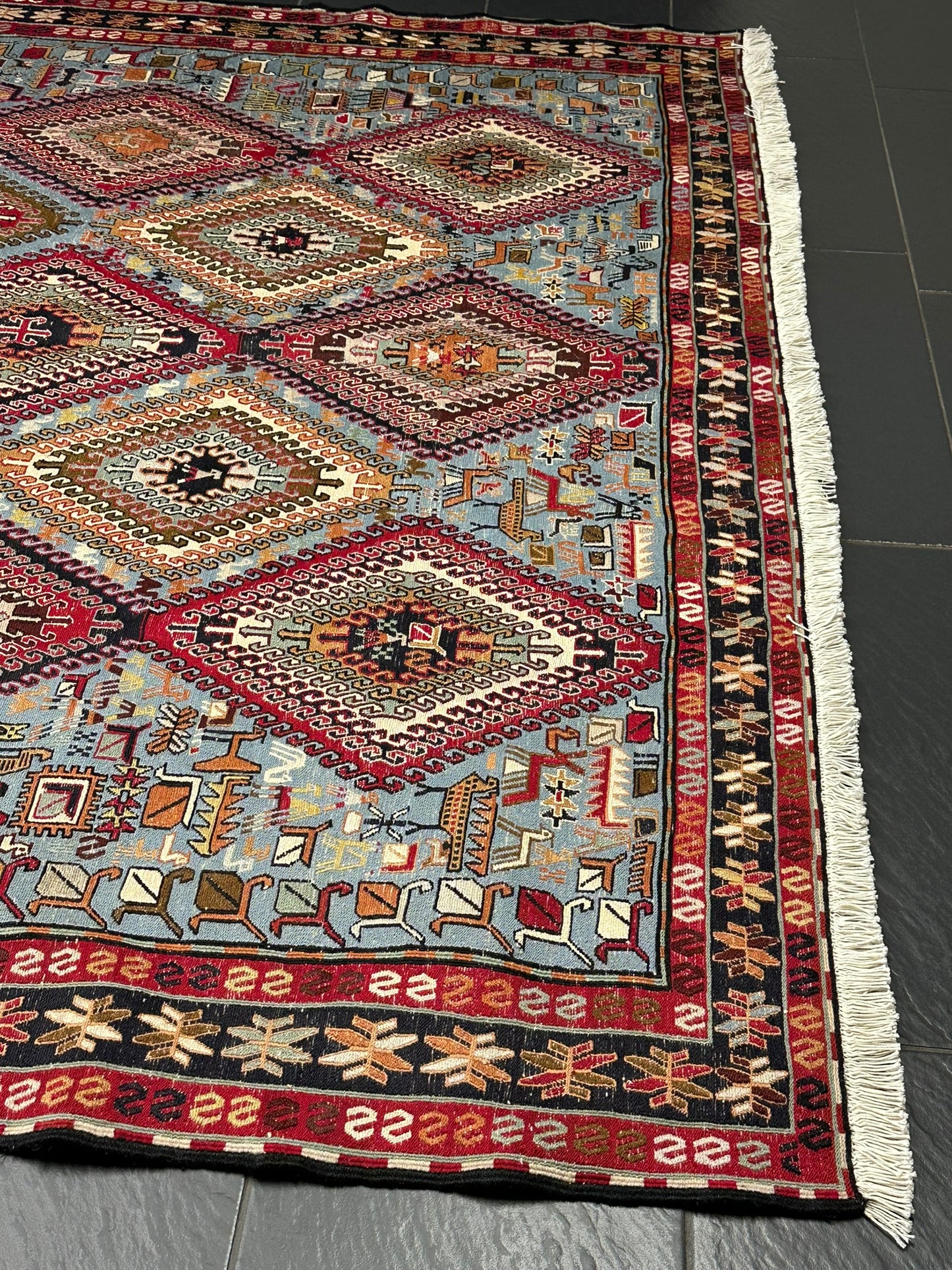 Handgeknüpfter Perser Teppich – Sumack Kelim Art Deco 1930 276X208CM