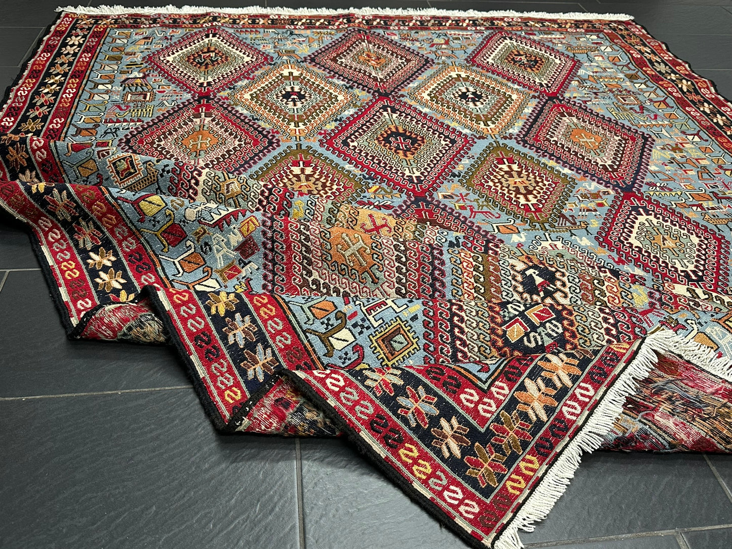 Handgeknüpfter Perser Teppich – Sumack Kelim Art Deco 1930 276X208CM