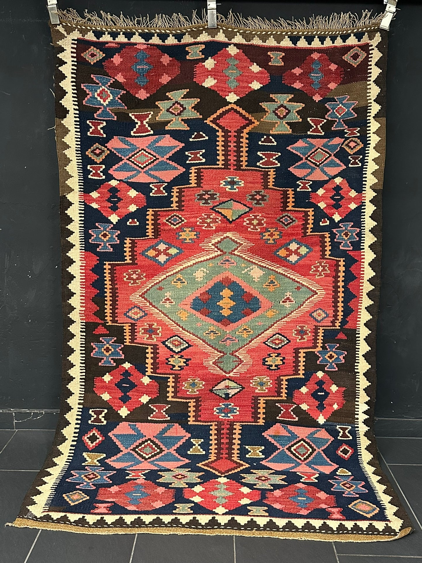 Handgeknüpfter Perser Teppich – Sumack Kelim Art Deco Naturfarben 210X127CM