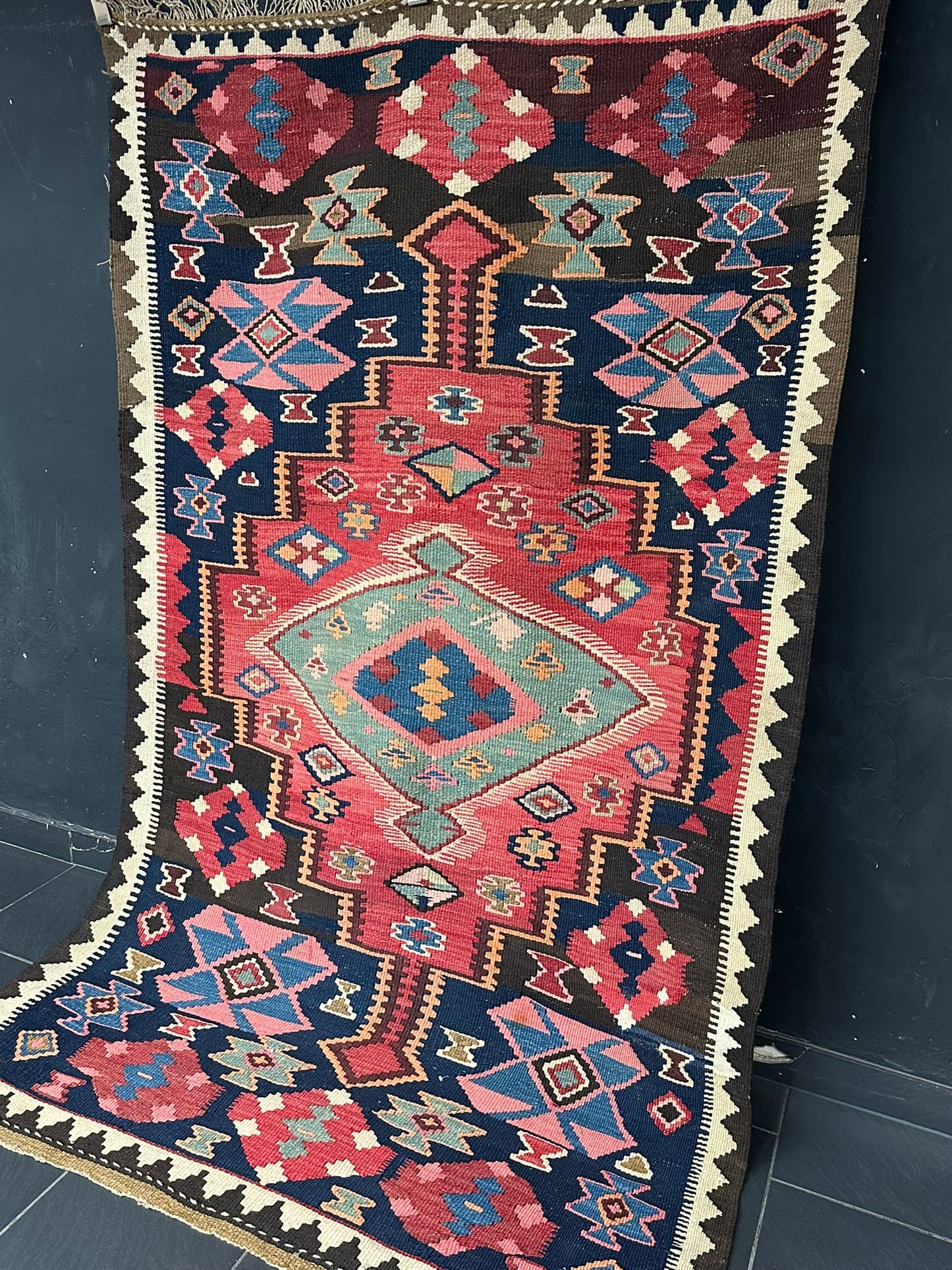 Handgeknüpfter Perser Teppich – Sumack Kelim Art Deco Naturfarben 210X127CM