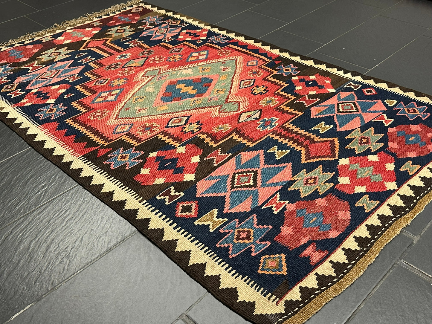 Handgeknüpfter Perser Teppich – Sumack Kelim Art Deco Naturfarben 210X127CM