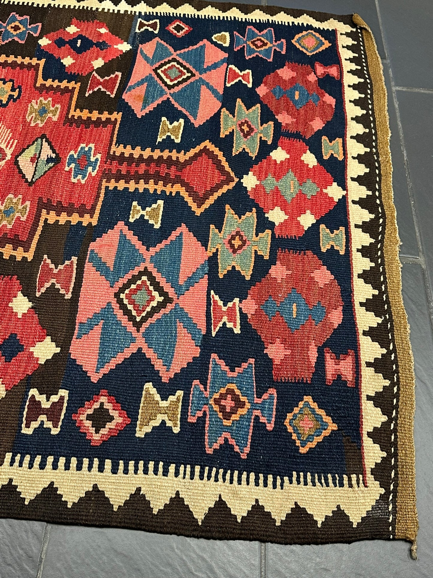 Handgeknüpfter Perser Teppich – Sumack Kelim Art Deco Naturfarben 210X127CM