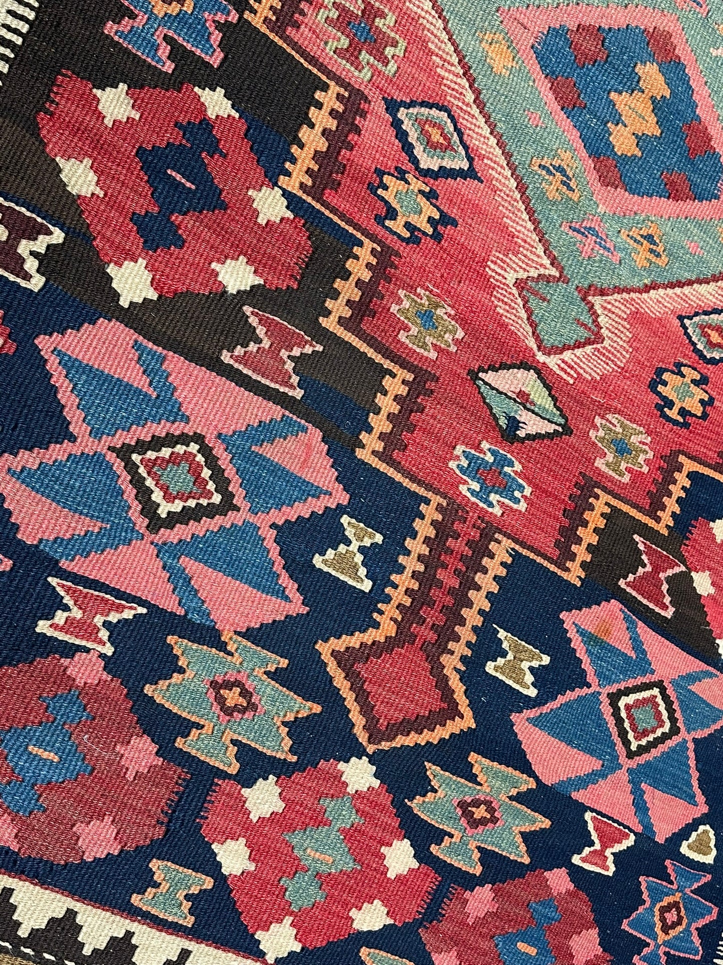 Handgeknüpfter Perser Teppich – Sumack Kelim Art Deco Naturfarben 210X127CM