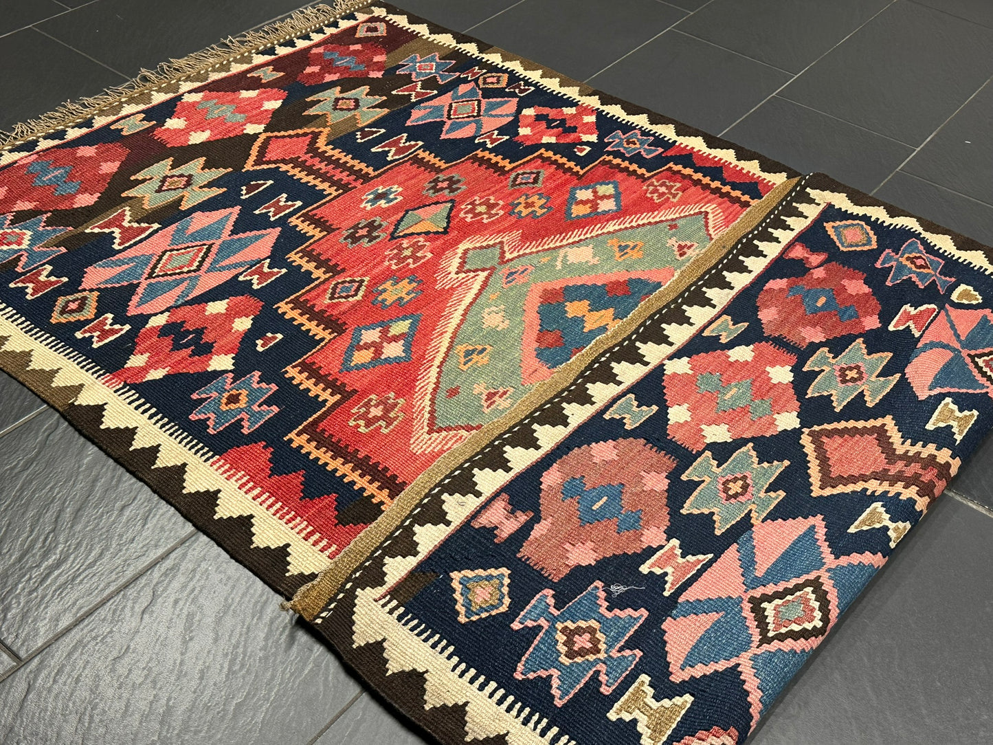 Handgeknüpfter Perser Teppich – Sumack Kelim Art Deco Naturfarben 210X127CM