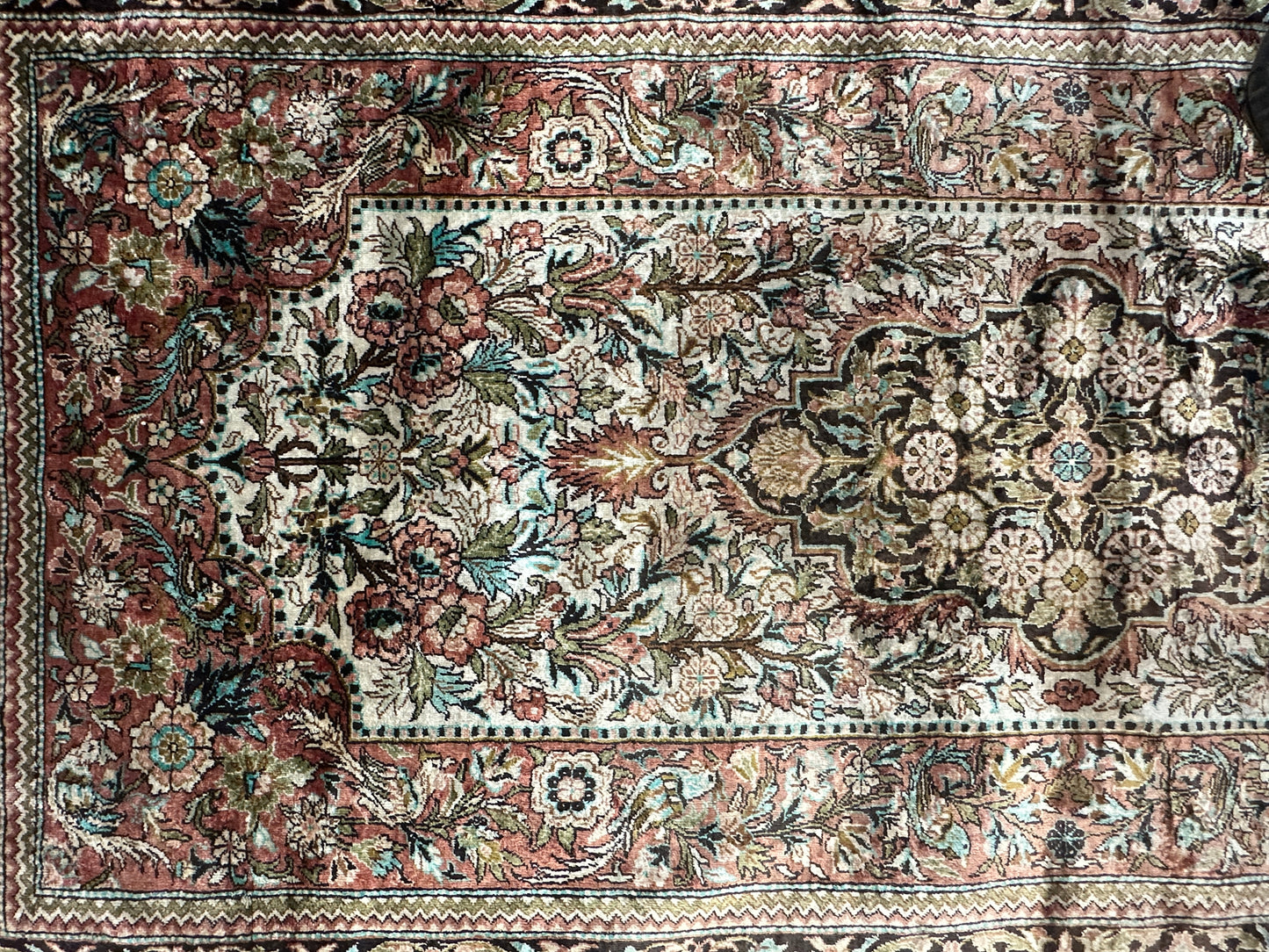 Handgeknüpfter Perser Orientteppich - Ghoum Seidenteppich 125x65 cm