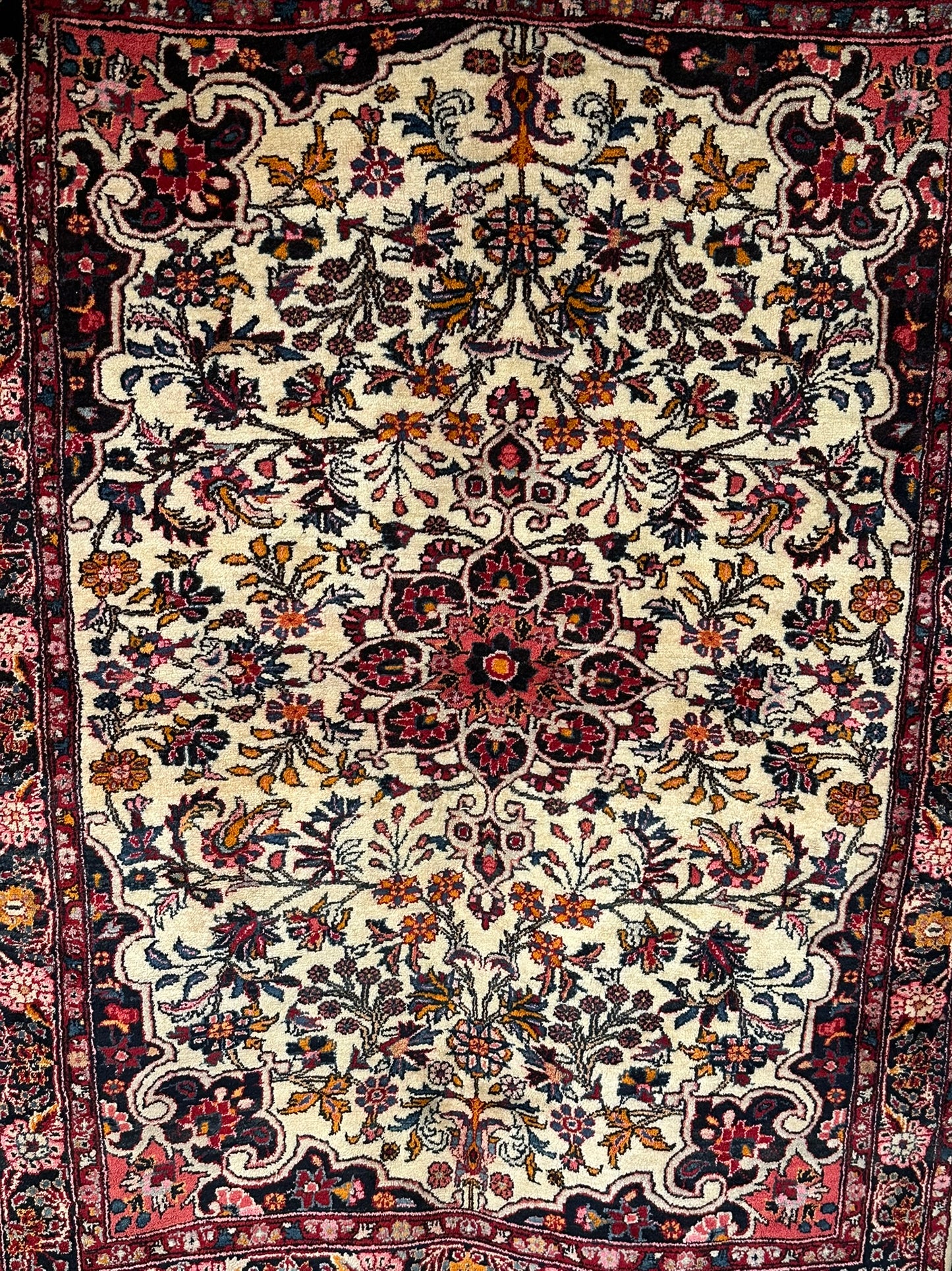 Handgeknüpfter Perser Teppich – Bidjar Rosen Korkwolle NeU 142X107CM