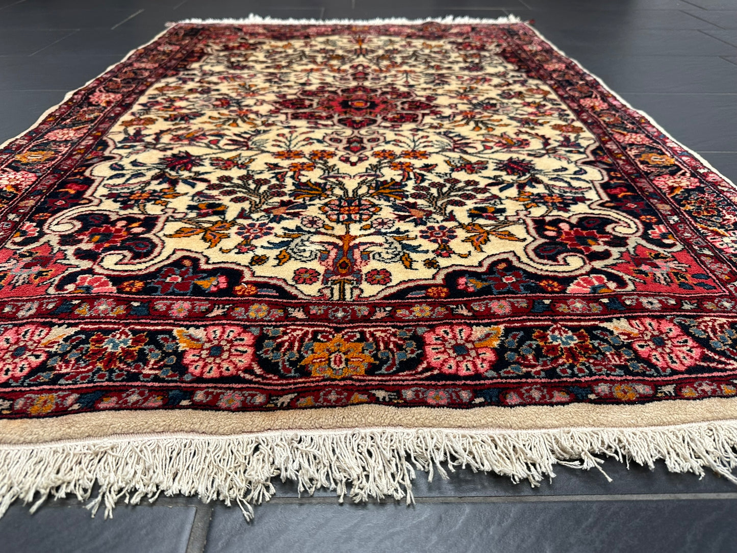 Handgeknüpfter Perser Teppich – Bidjar Rosen Korkwolle NeU 142X107CM