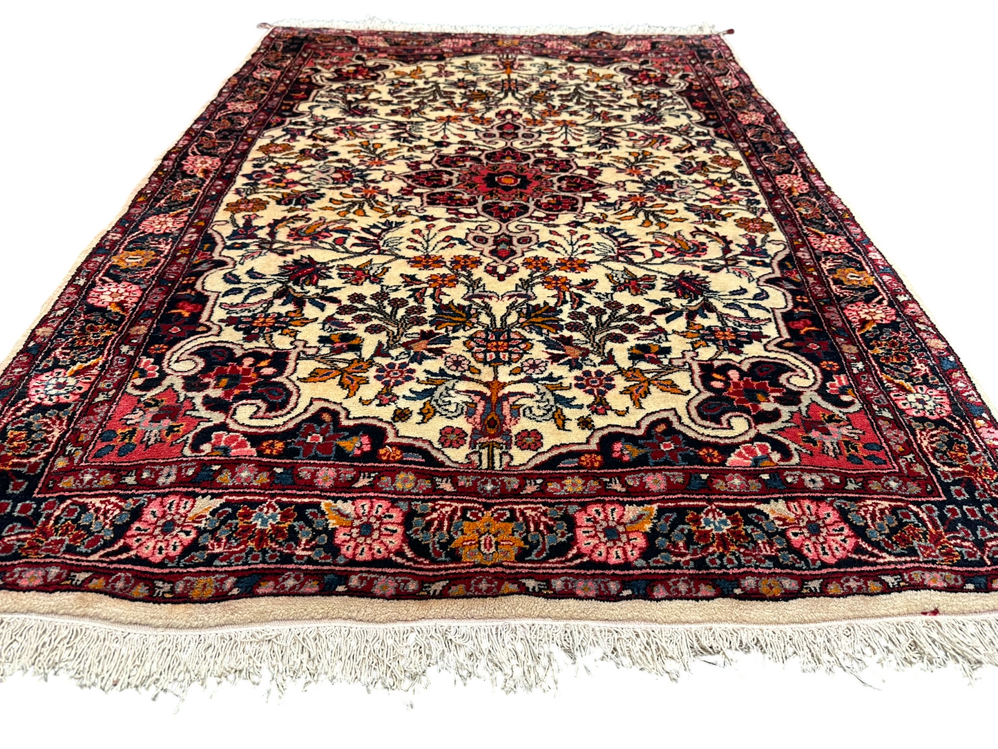 Handgeknüpfter Perser Teppich – Bidjar Rosen Korkwolle NeU 142X107CM
