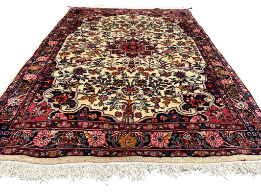 Handgeknüpfter Perser Teppich – Bidjar Rosen Korkwolle NeU 142X107CM