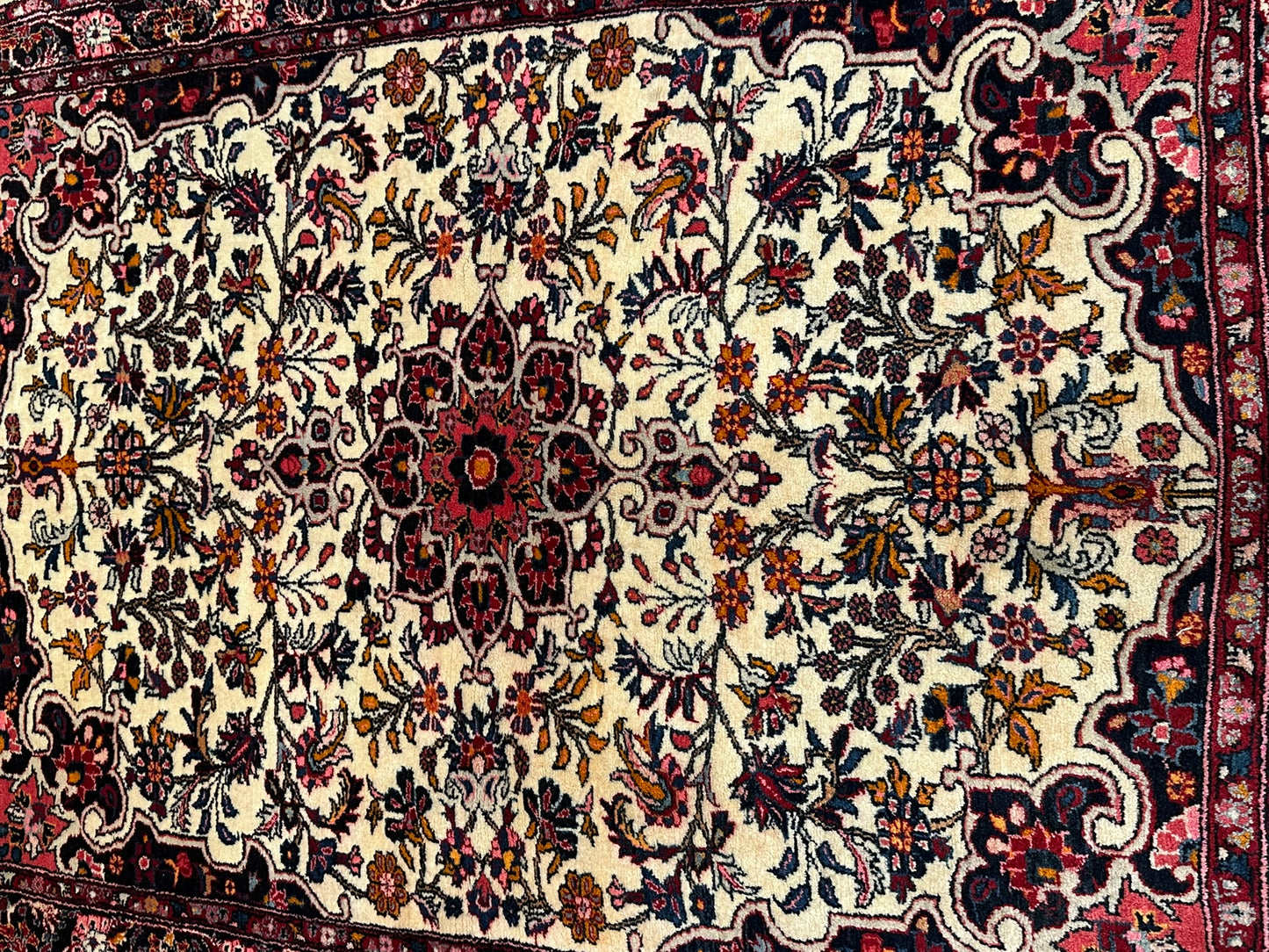 Handgeknüpfter Perser Teppich – Bidjar Rosen Korkwolle NeU 142X107CM