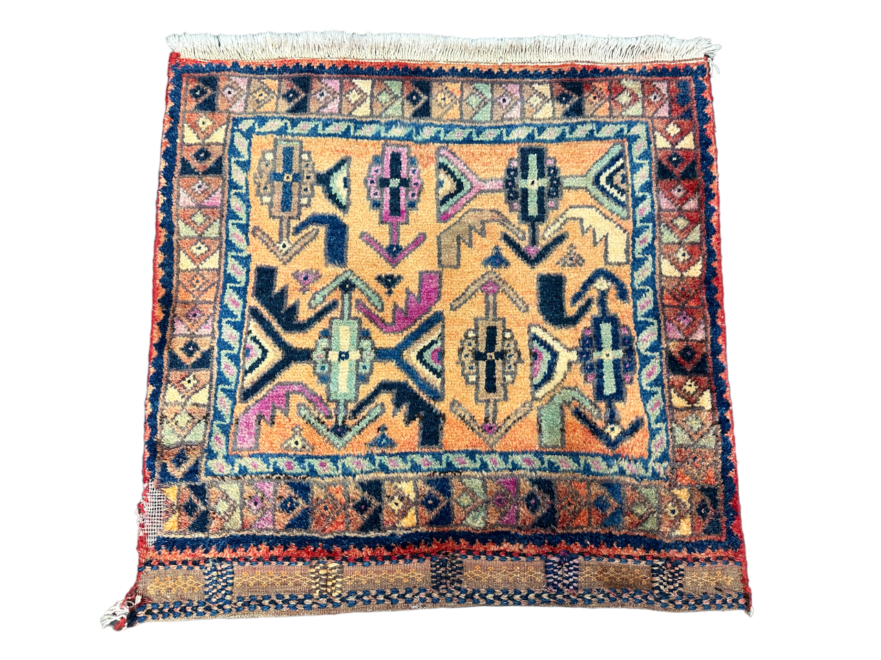 Antike Gaschgai Shiraz Tasche - Handgeknüpfter Perser Orientteppich 70x70 cm