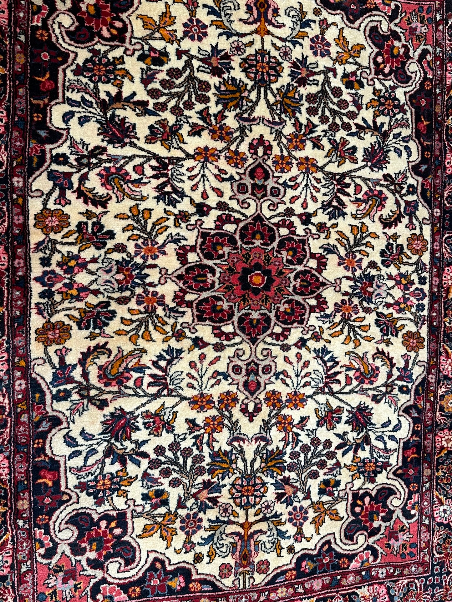 Handgeknüpfter Perser Teppich – Bidjar Rosen Korkwolle NeU 142X107CM