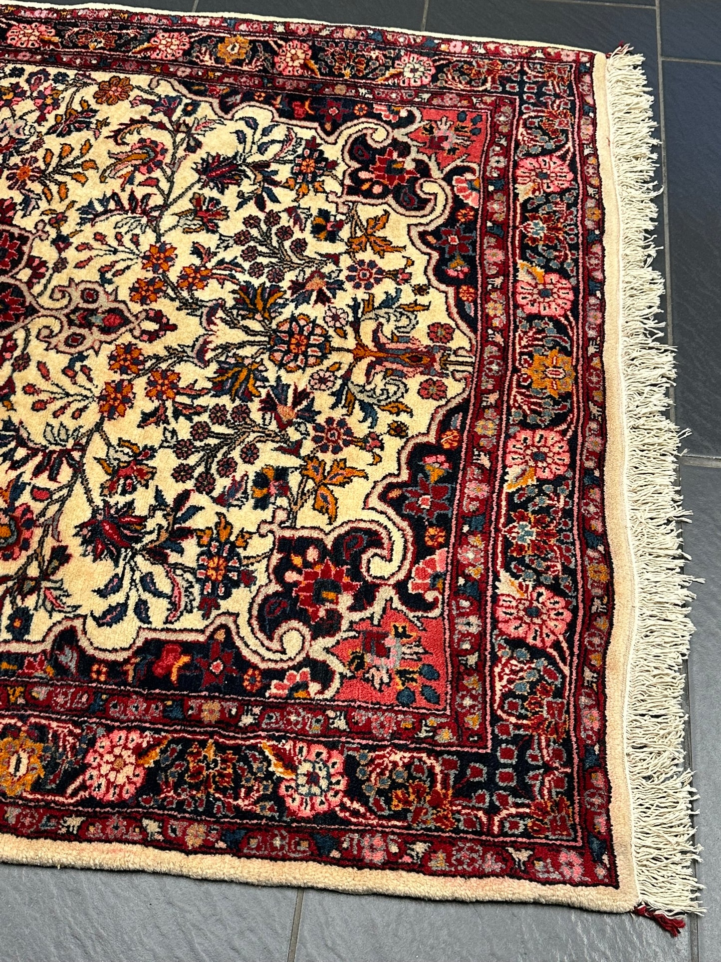Handgeknüpfter Perser Teppich – Bidjar Rosen Korkwolle NeU 142X107CM