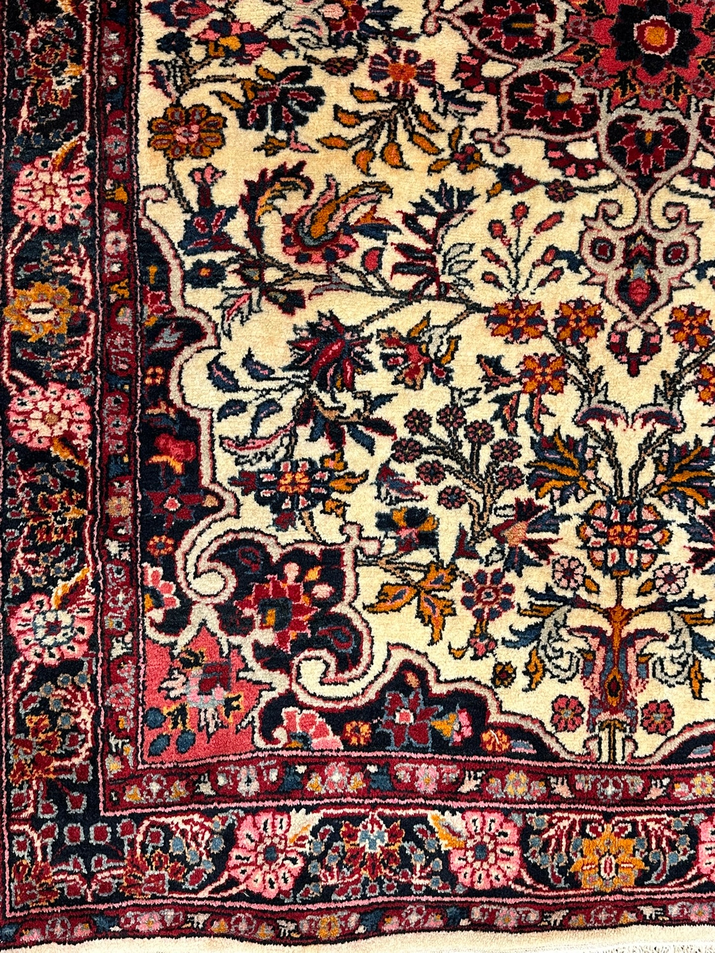 Handgeknüpfter Perser Teppich – Bidjar Rosen Korkwolle NeU 142X107CM