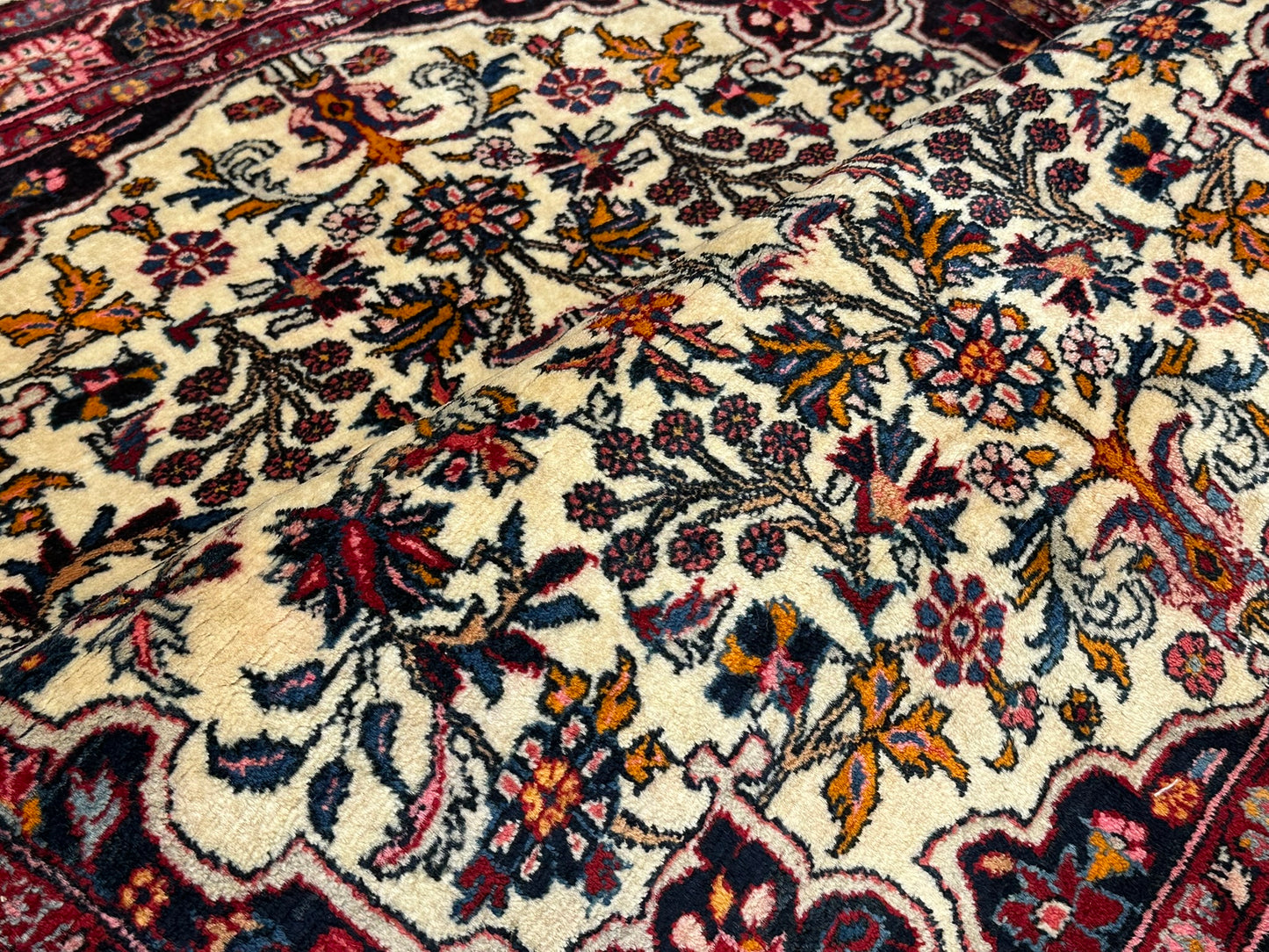 Handgeknüpfter Perser Teppich – Bidjar Rosen Korkwolle NeU 142X107CM