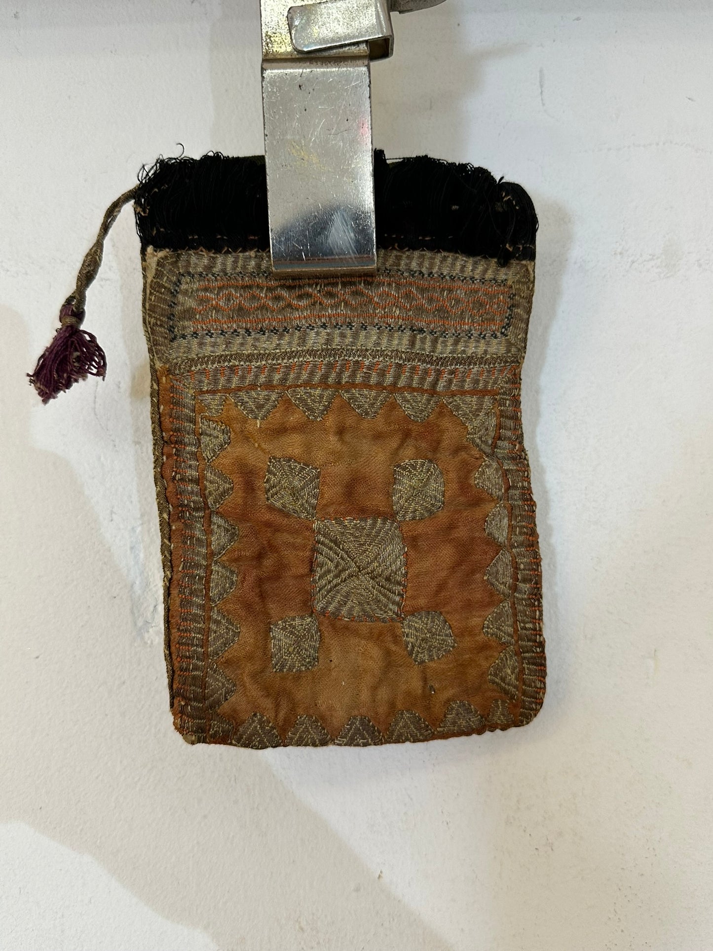 Orient Antike Osmanische Salz-Tasche Textil Handgestickt 17x11 cm