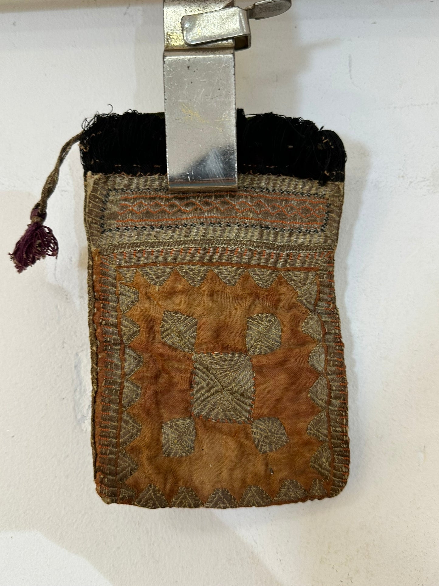 Orient Antike Osmanische Salz-Tasche Textil Handgestickt 17x11 cm