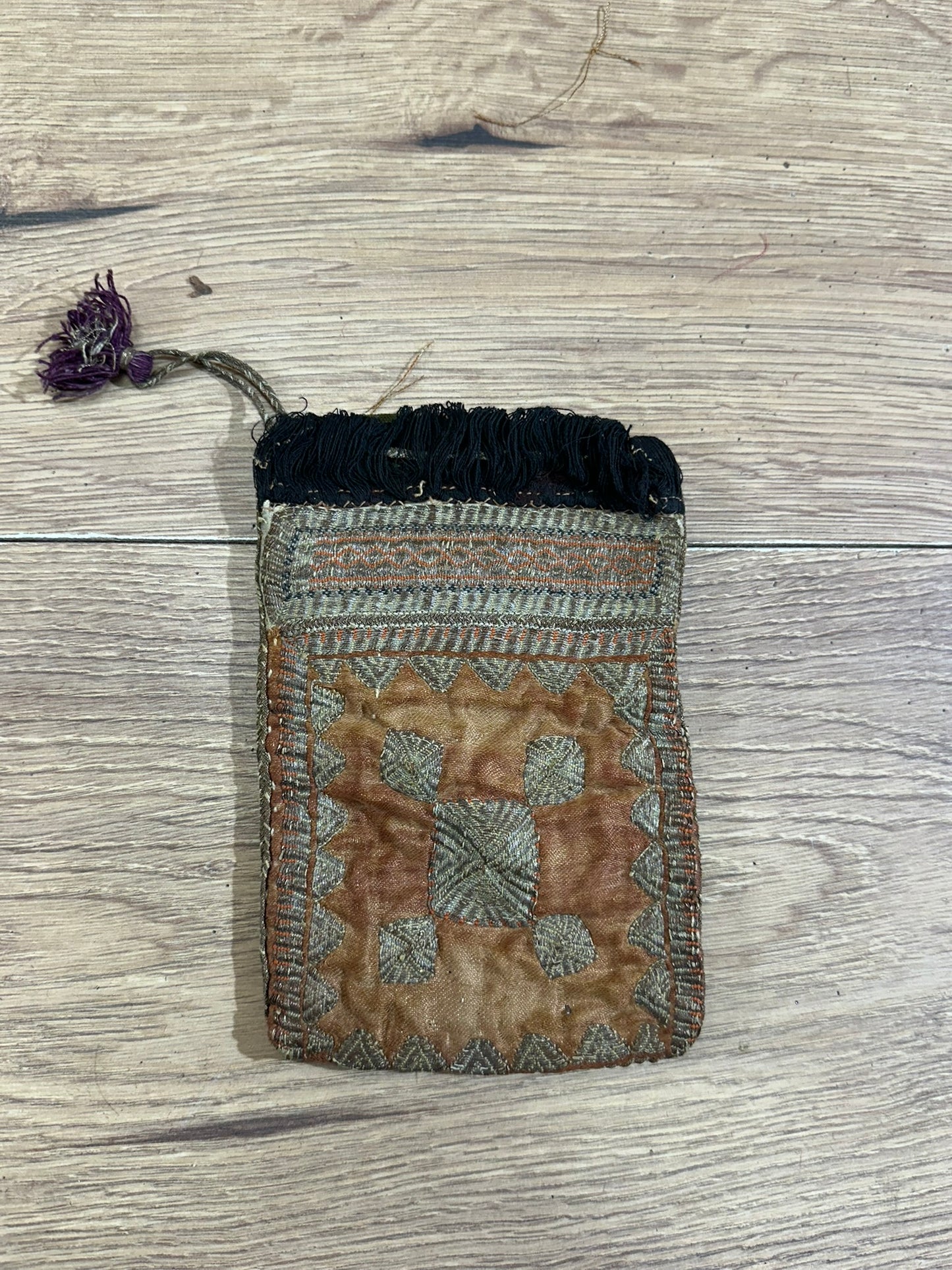 Orient Antike Osmanische Salz-Tasche Textil Handgestickt 17x11 cm