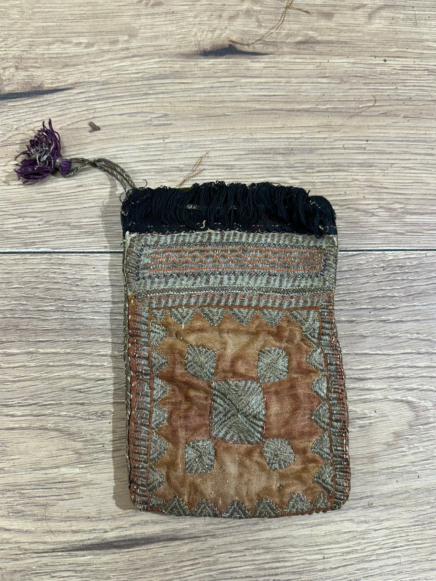 Orient Antike Osmanische Salz-Tasche Textil Handgestickt 17x11 cm