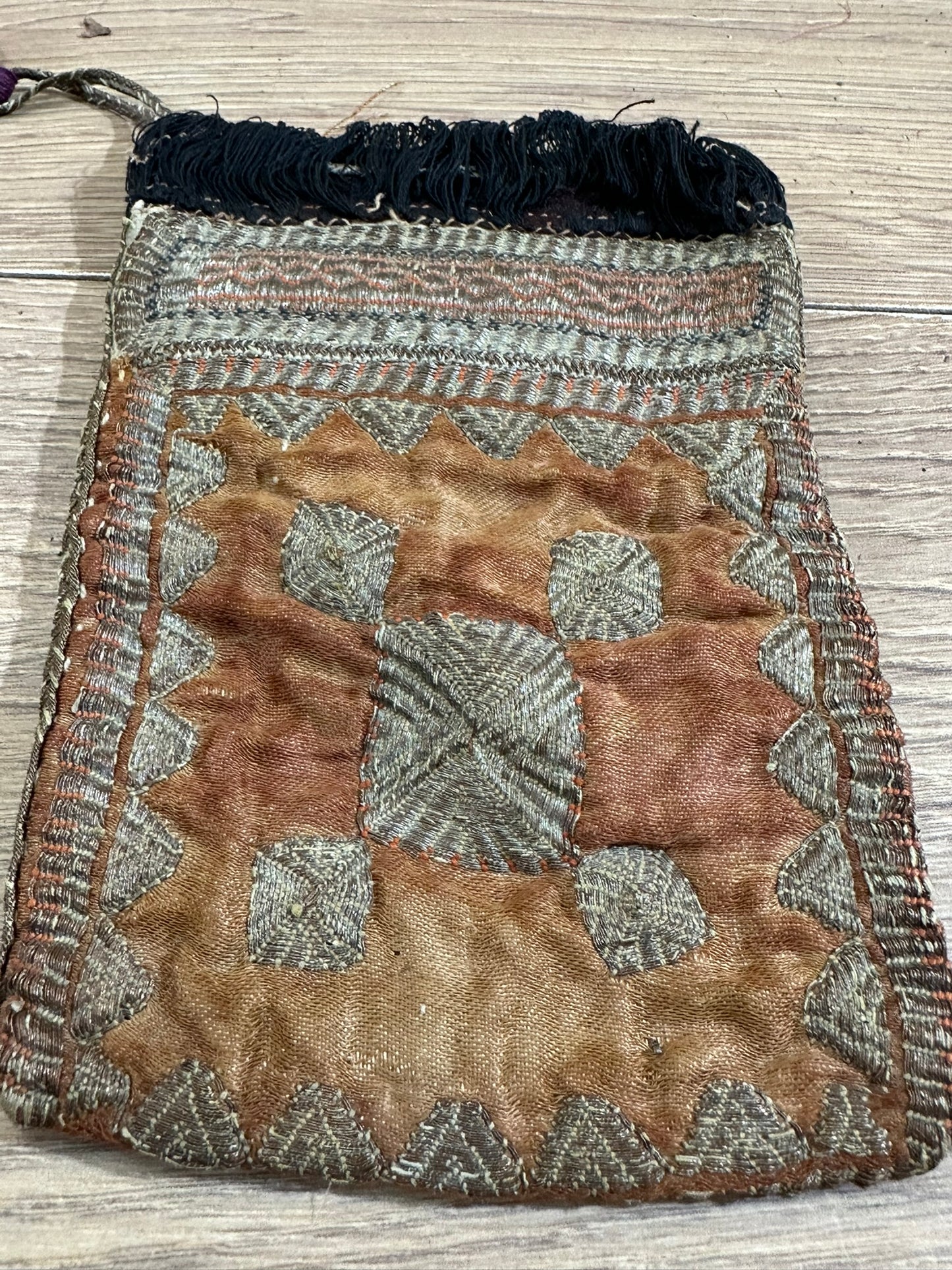 Orient Antike Osmanische Salz-Tasche Textil Handgestickt 17x11 cm