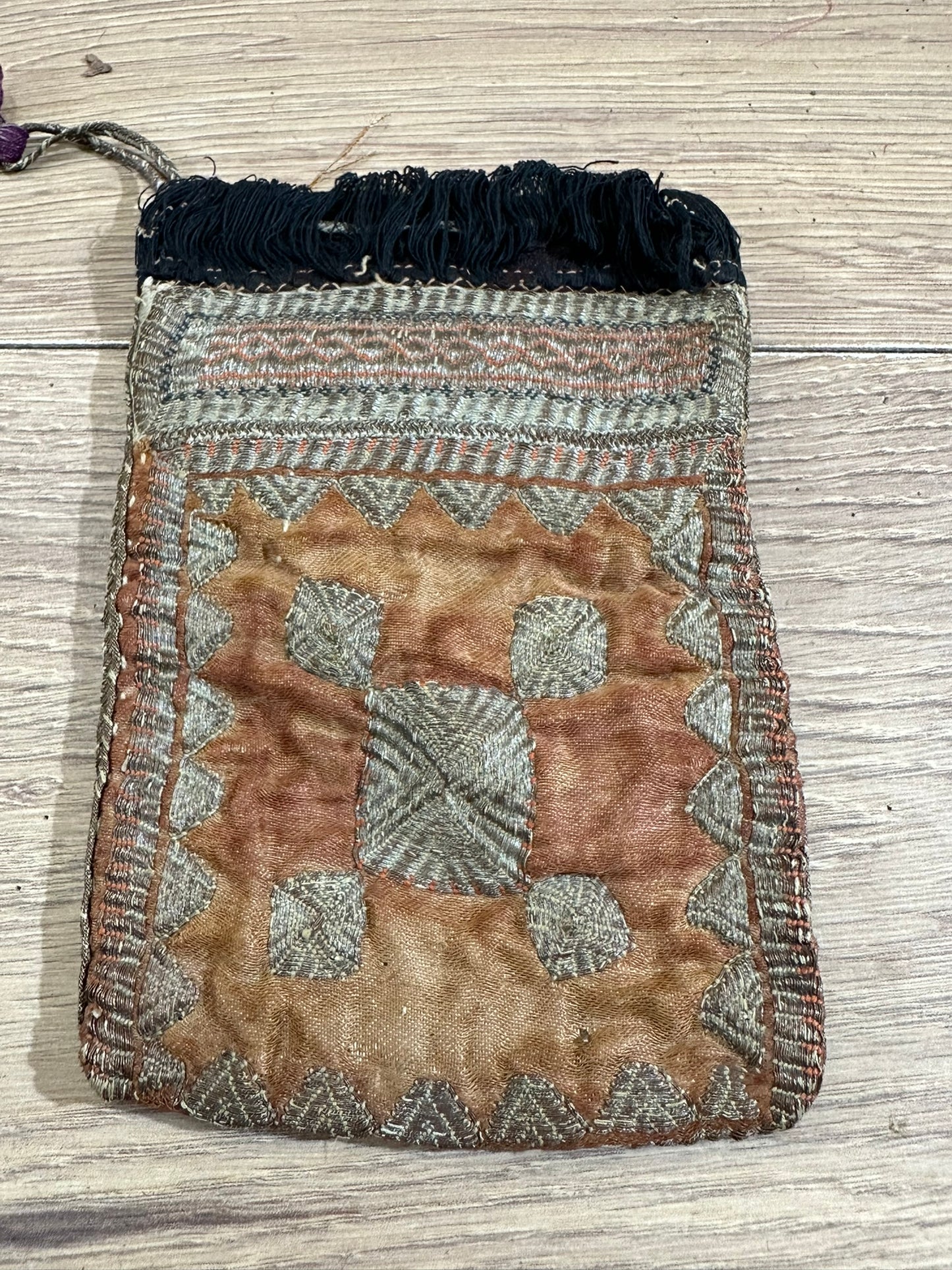 Orient Antike Osmanische Salz-Tasche Textil Handgestickt 17x11 cm