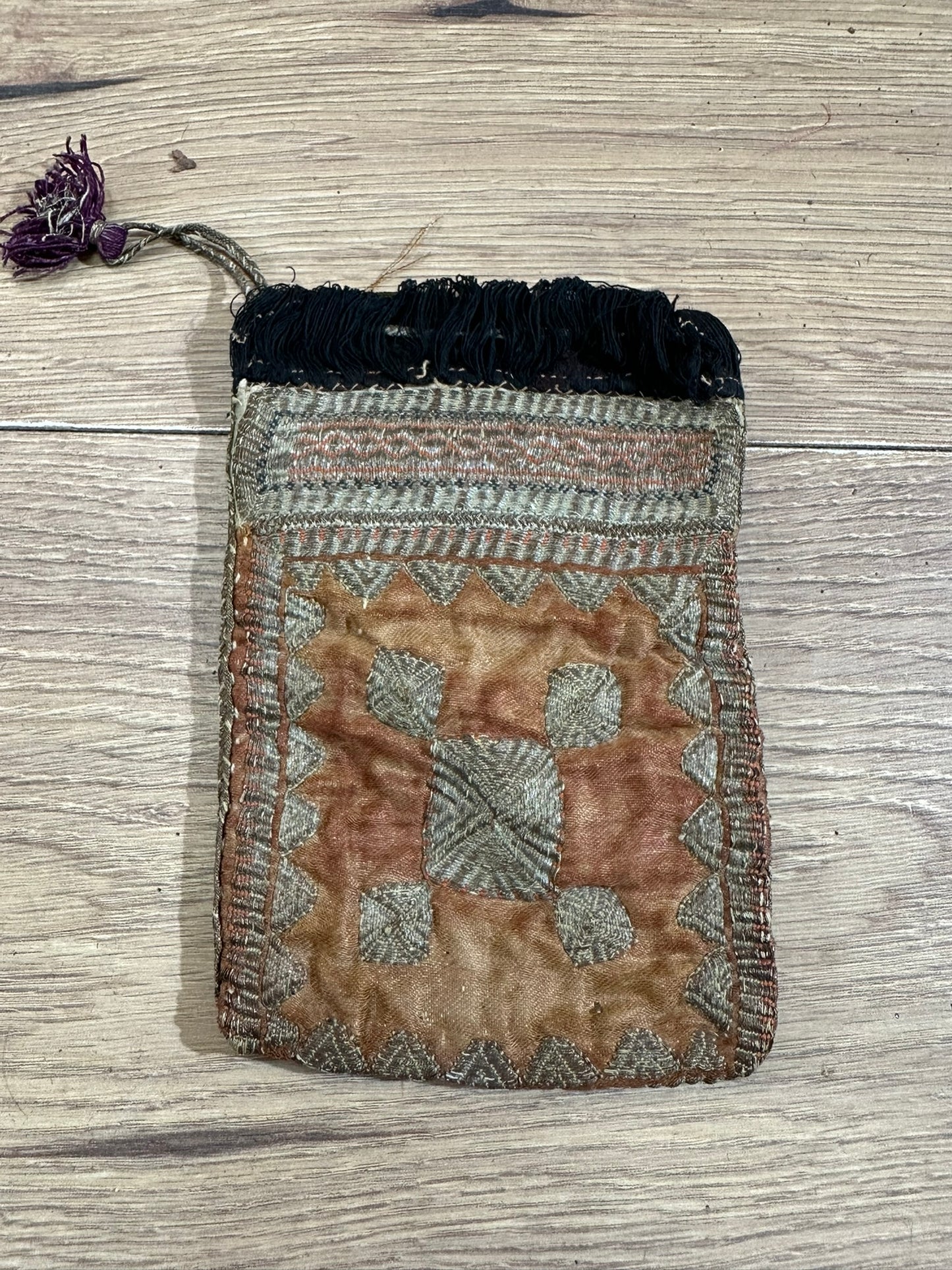 Orient Antike Osmanische Salz-Tasche Textil Handgestickt 17x11 cm
