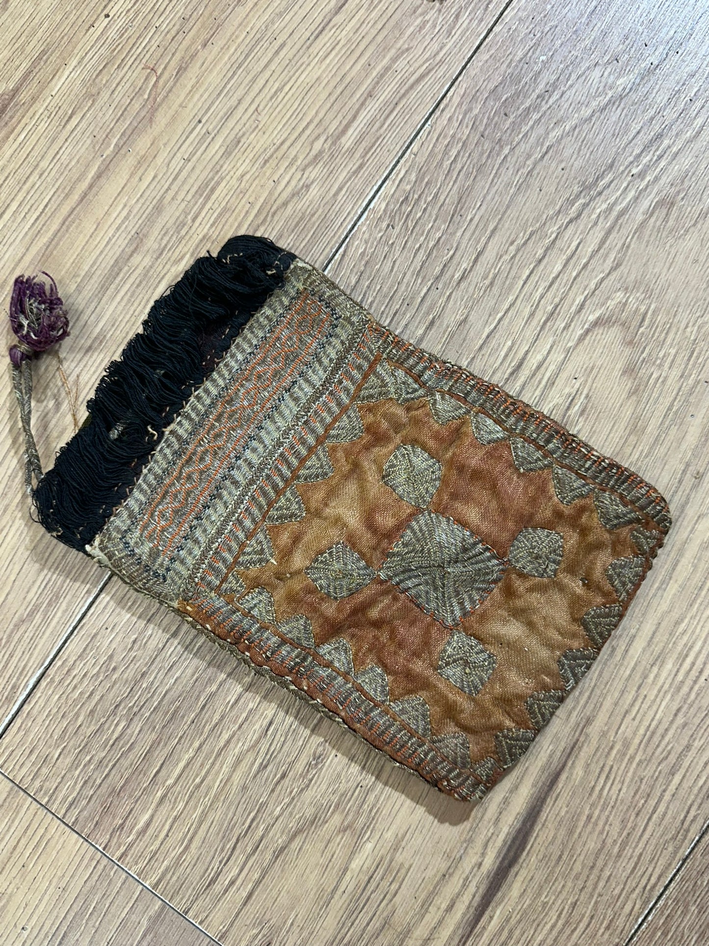 Orient Antike Osmanische Salz-Tasche Textil Handgestickt 17x11 cm