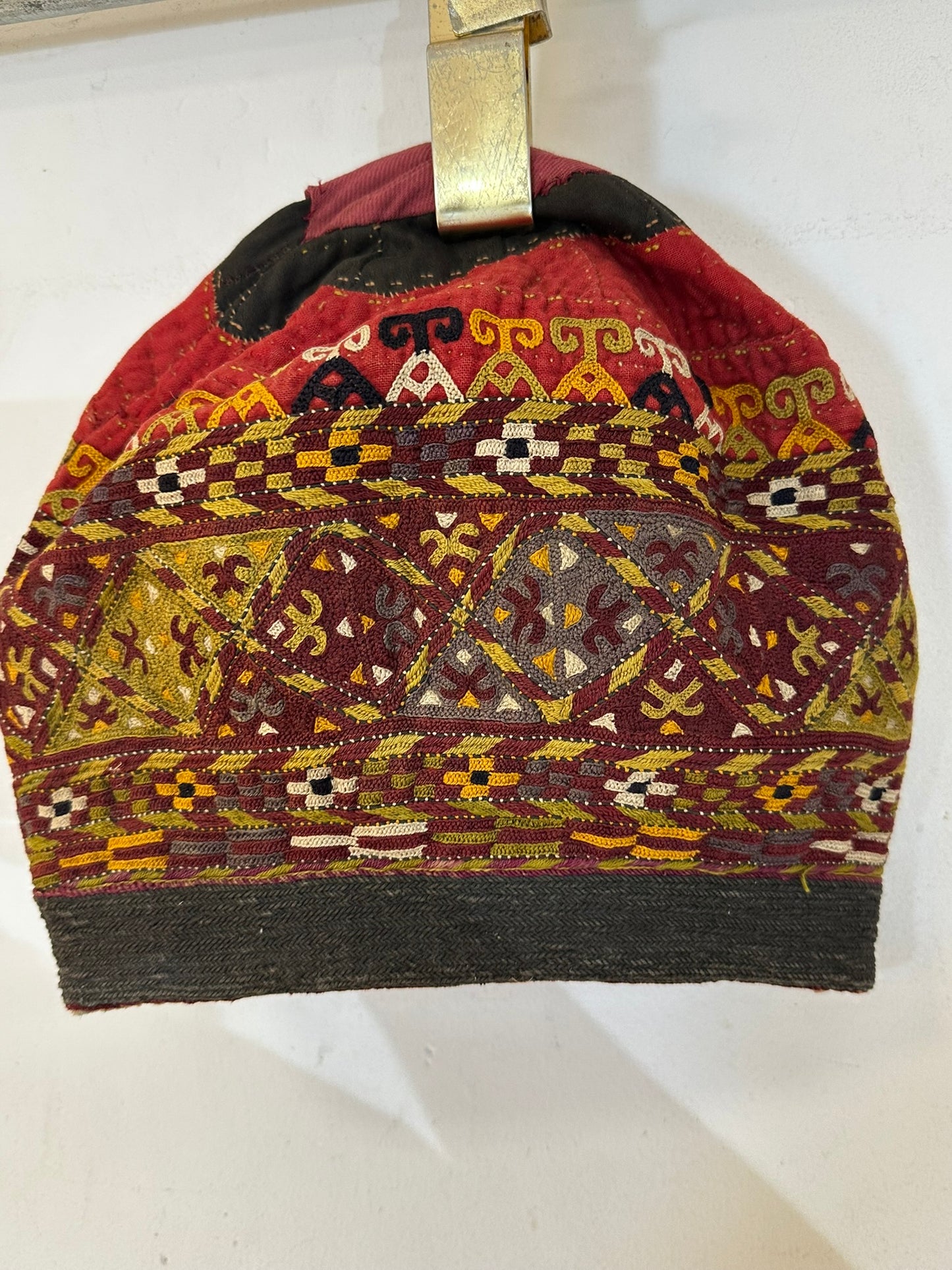 Orient Antike Anatolische Kelim Mütze Kappe Handgestickt 30x26 cm
