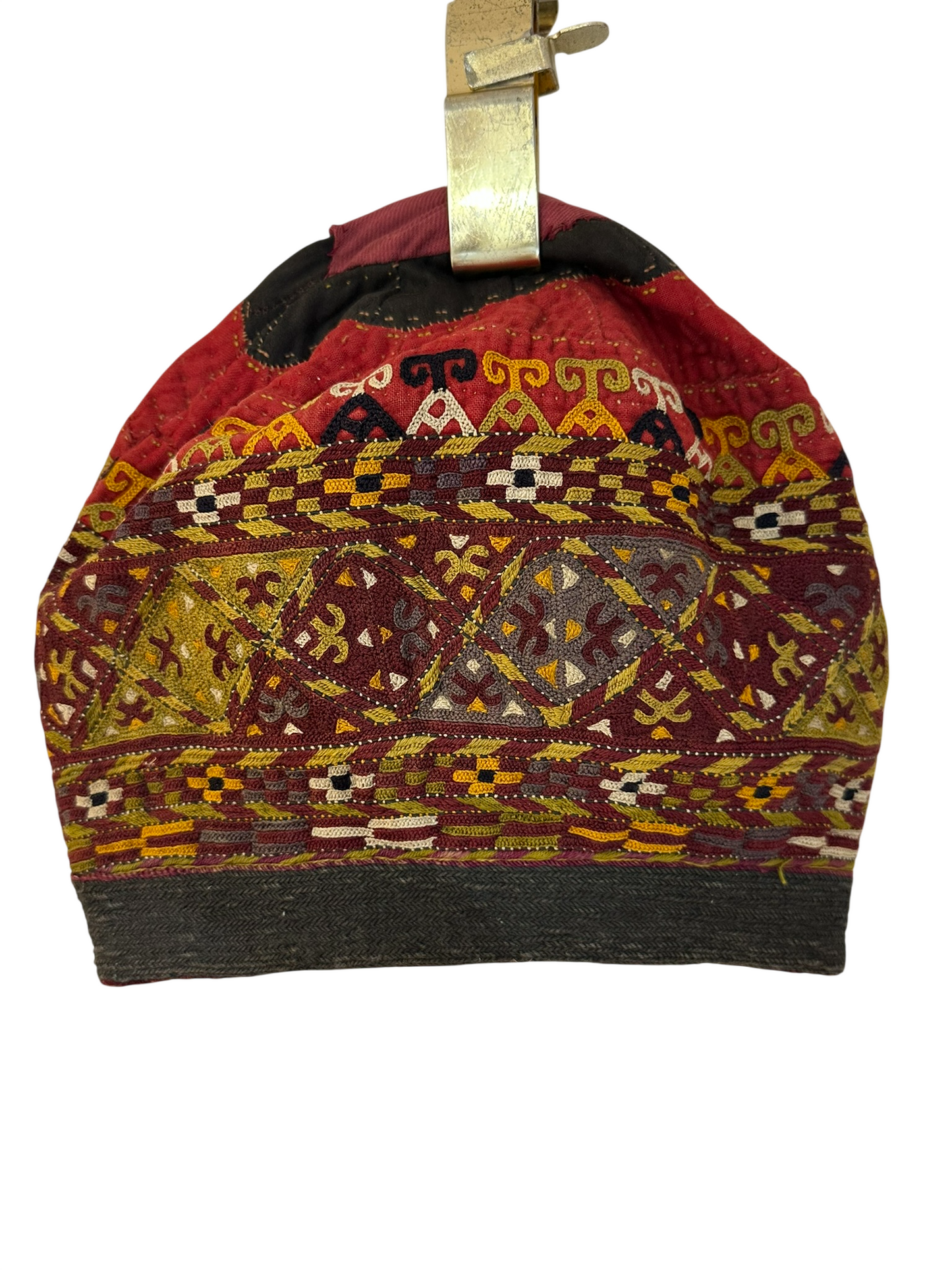 Orient Antike Anatolische Kelim Mütze Kappe Handgestickt 30x26 cm