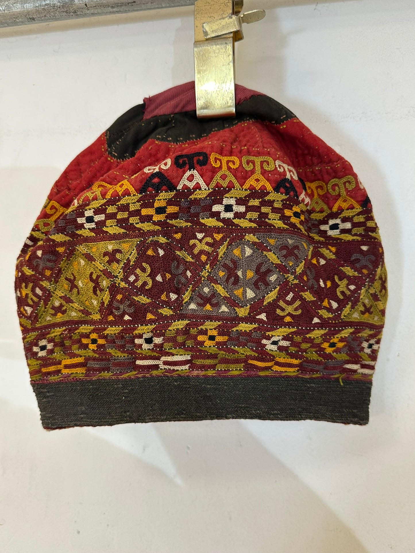 Orient Antike Anatolische Kelim Mütze Kappe Handgestickt 30x26 cm