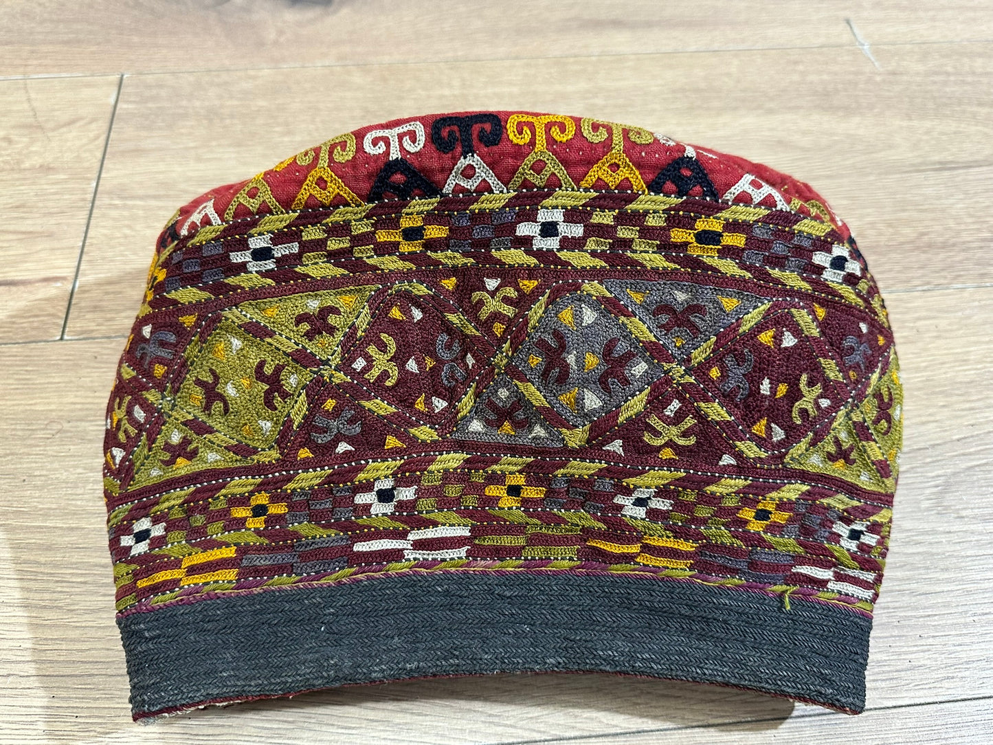 Orient Antike Anatolische Kelim Mütze Kappe Handgestickt 30x26 cm